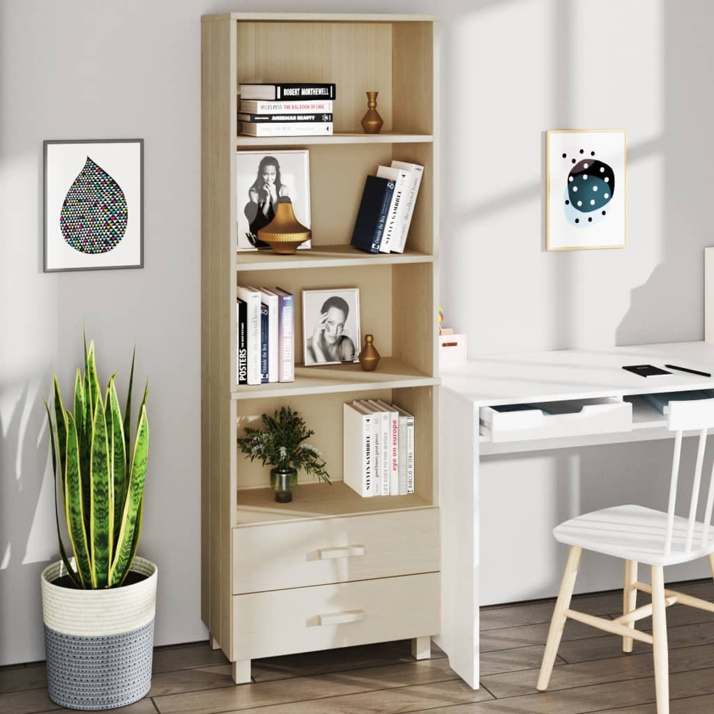 Hoge kast HAMAR 60x35x180 cm massief grenenhout honingbruin