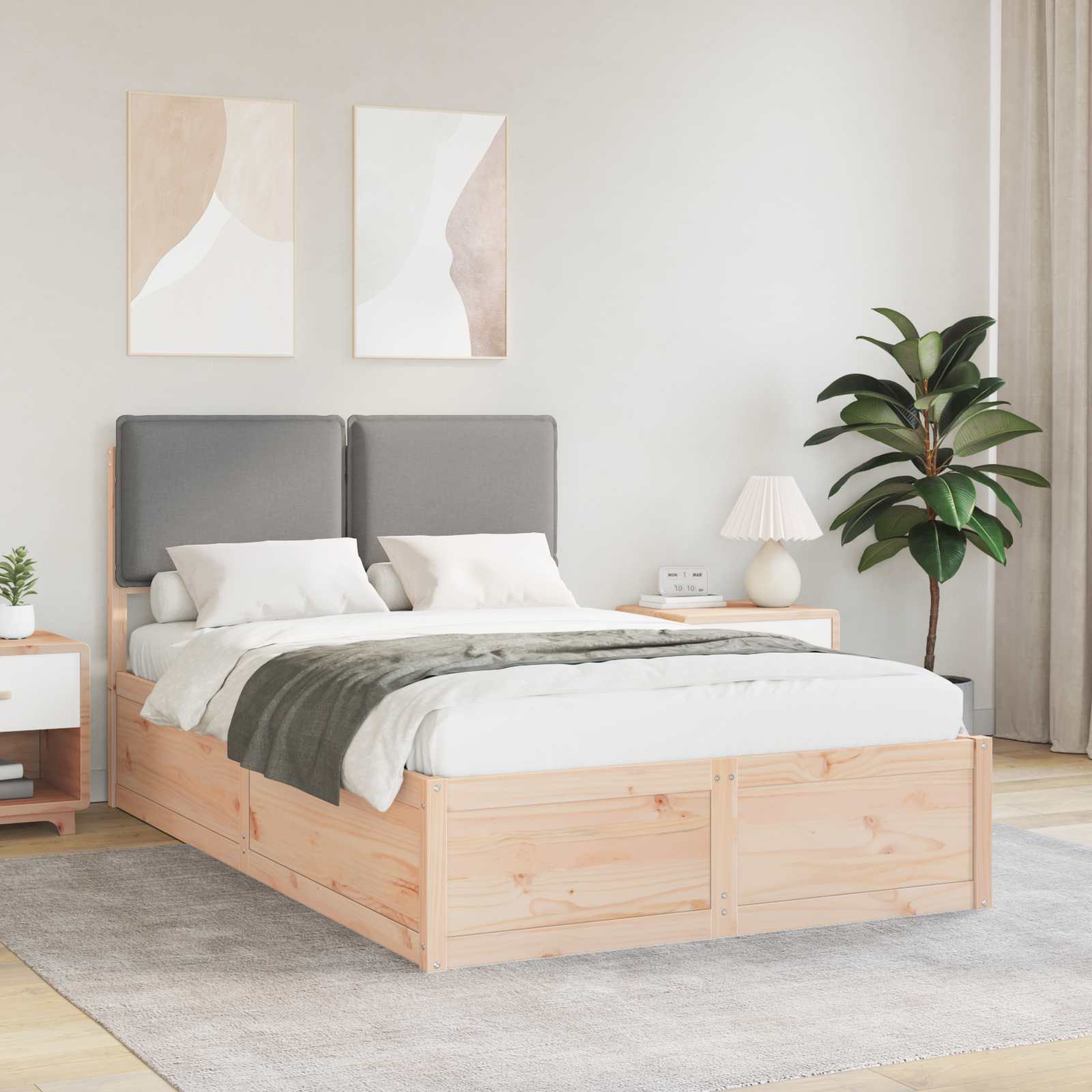 Bedframe met Gevoerd Hoofdgedeelte Lichtgrijs 120 x 190 cm