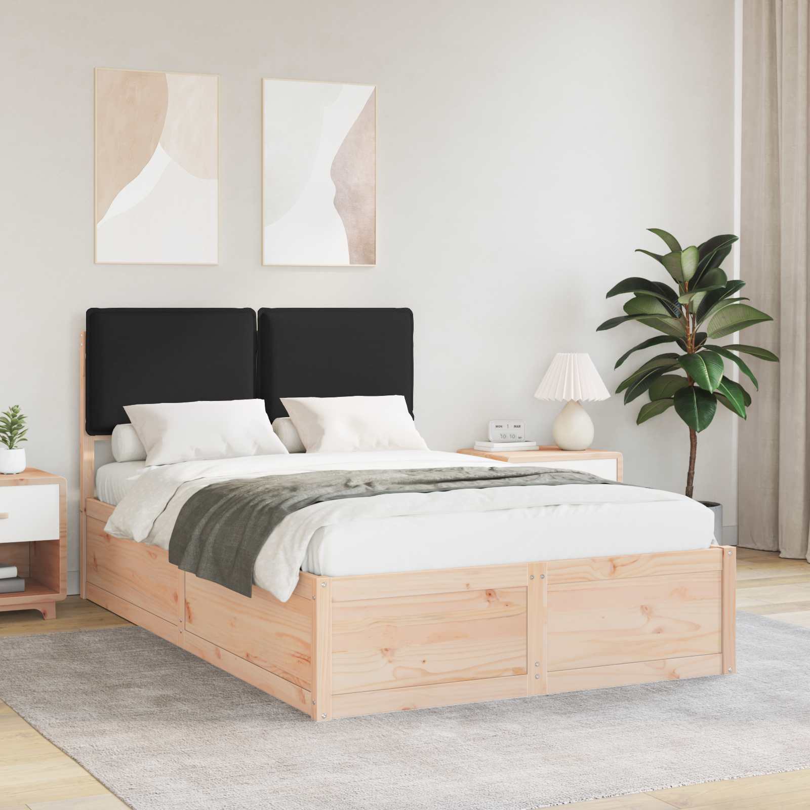 Bedframe met Gevoerd Hoofdgedeelte Zwart 120 x 190 cm