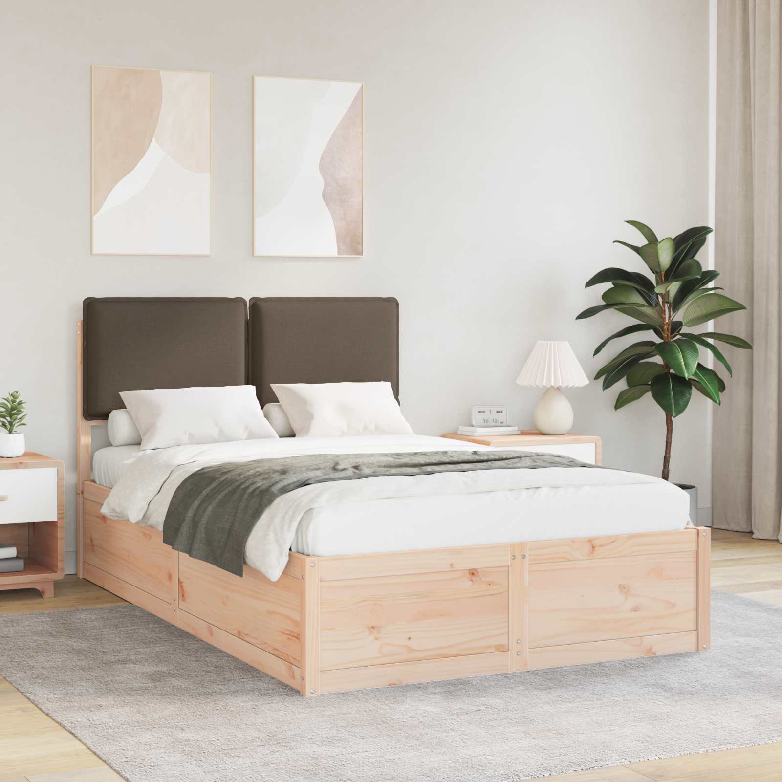 Bedframe met Gevoerd Hoofdgedeelte Taupe 120 x 190 cm