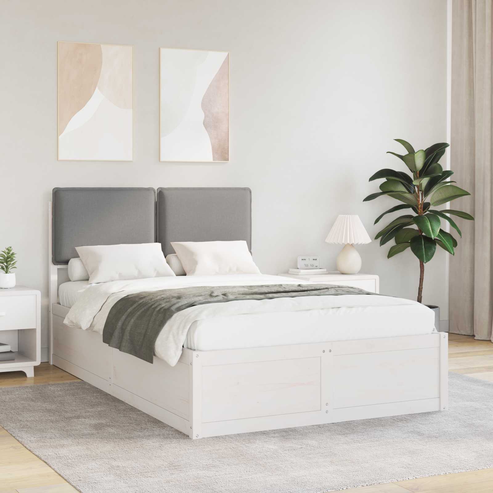 Bedframe met Gevoerd Hoofdgedeelte Lichtgrijs 120 x 190 cm