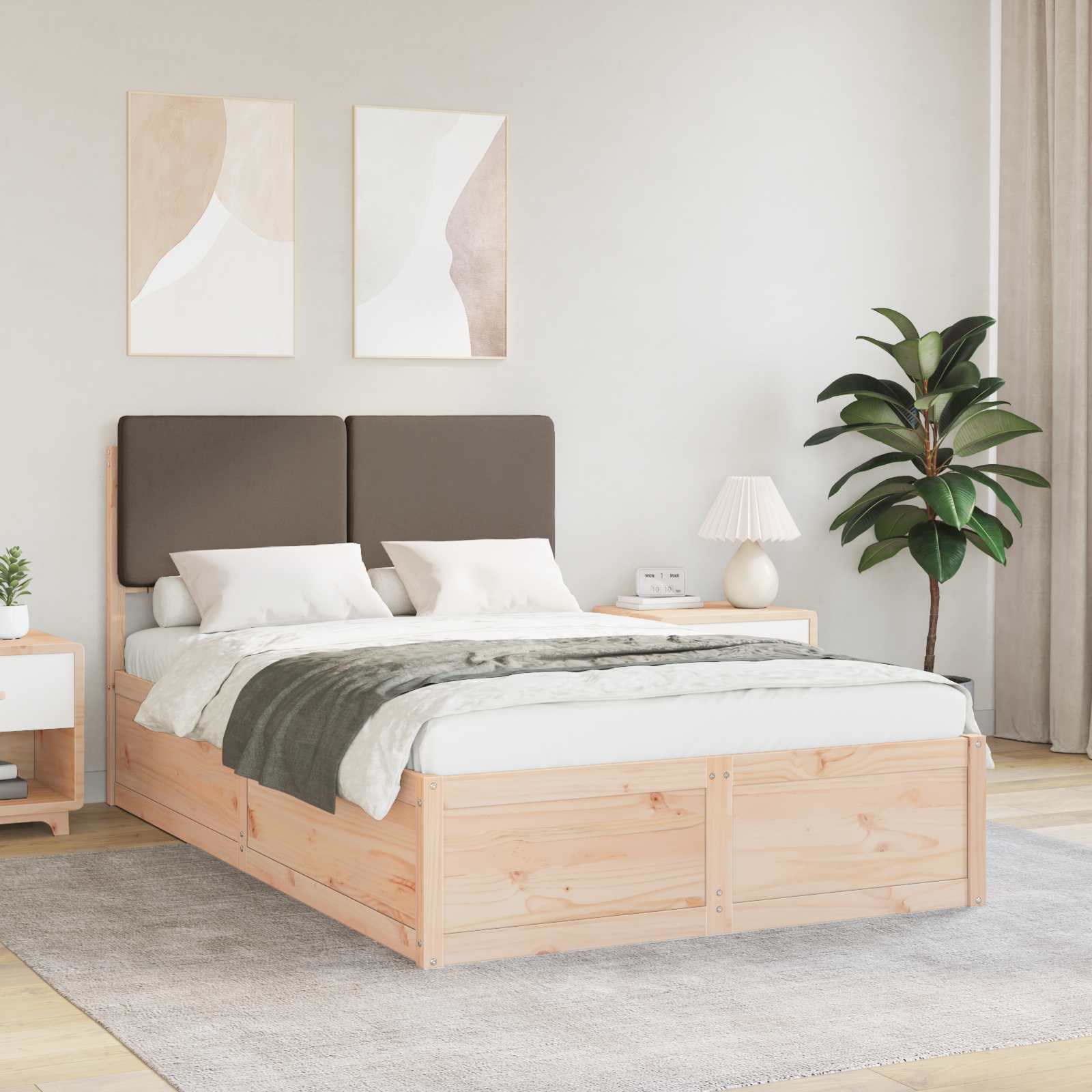 Bedframe met Gevoerd Hoofdgedeelte Taupe 120 x 200 cm