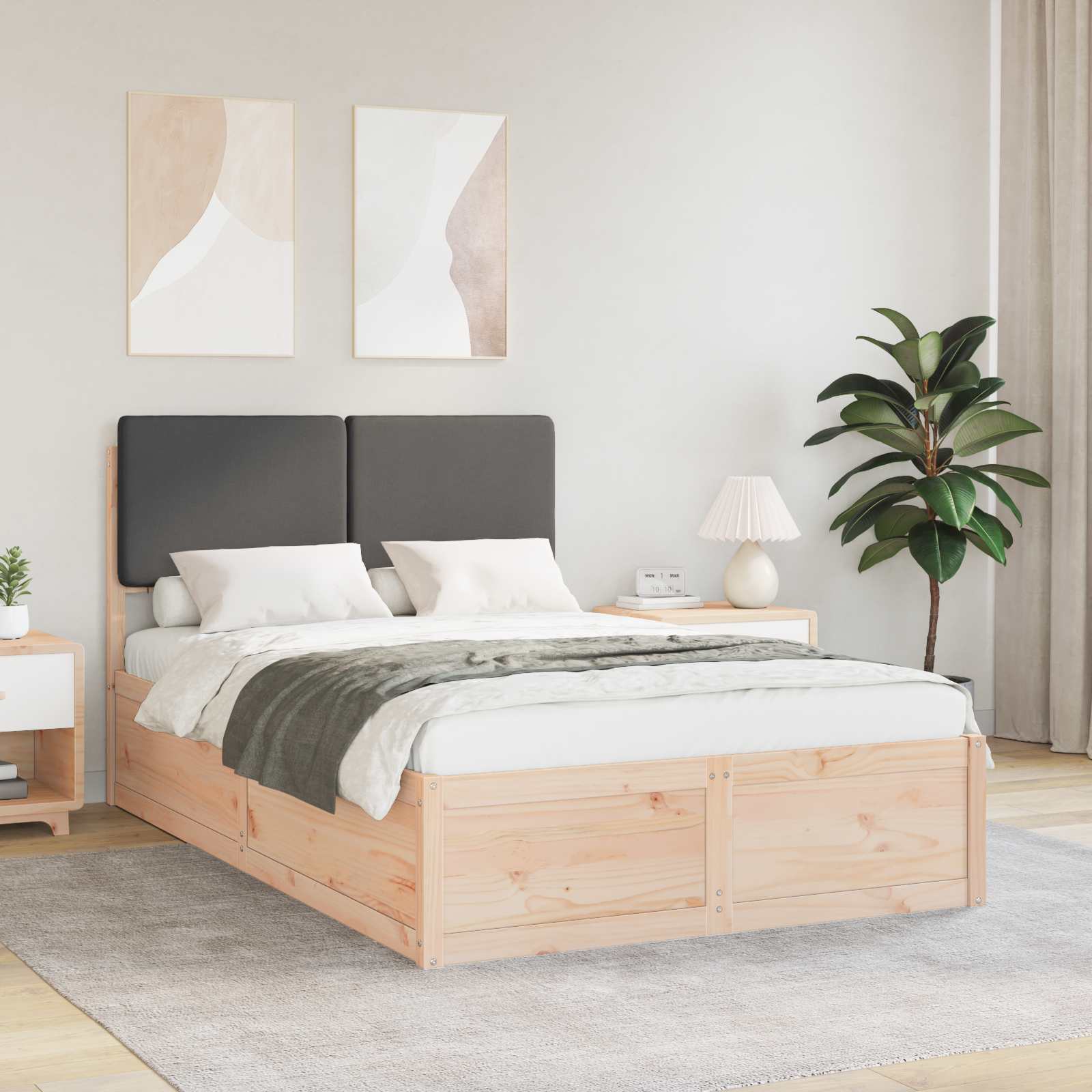 Bedframe met Gevoerd Hoofdgedeelte Donkergrijs 120 x 190 cm