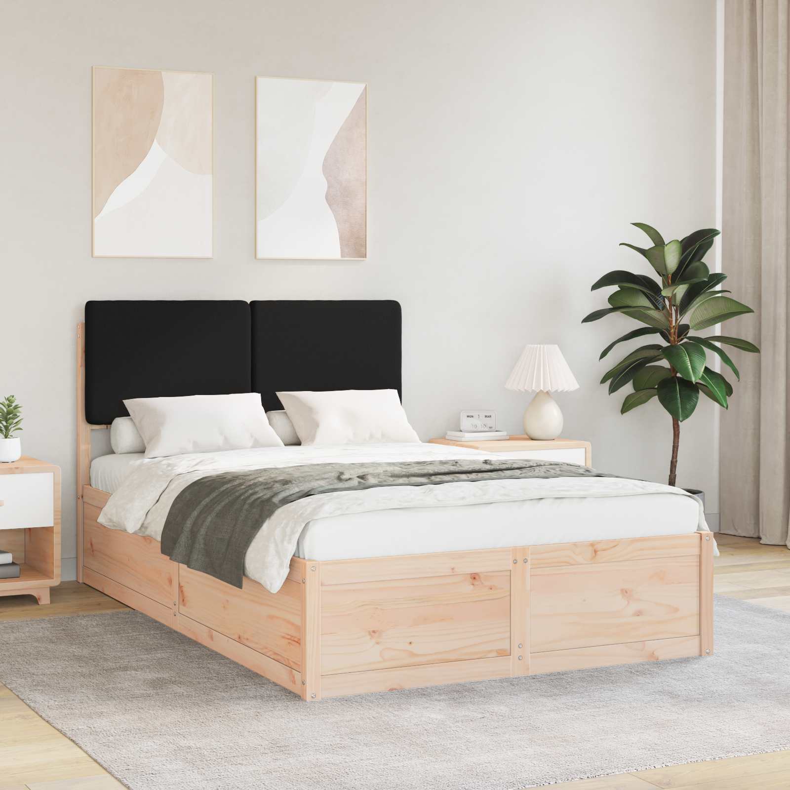 Bedframe met Gevoerd Hoofdgedeelte Zwart 120 x 190 cm