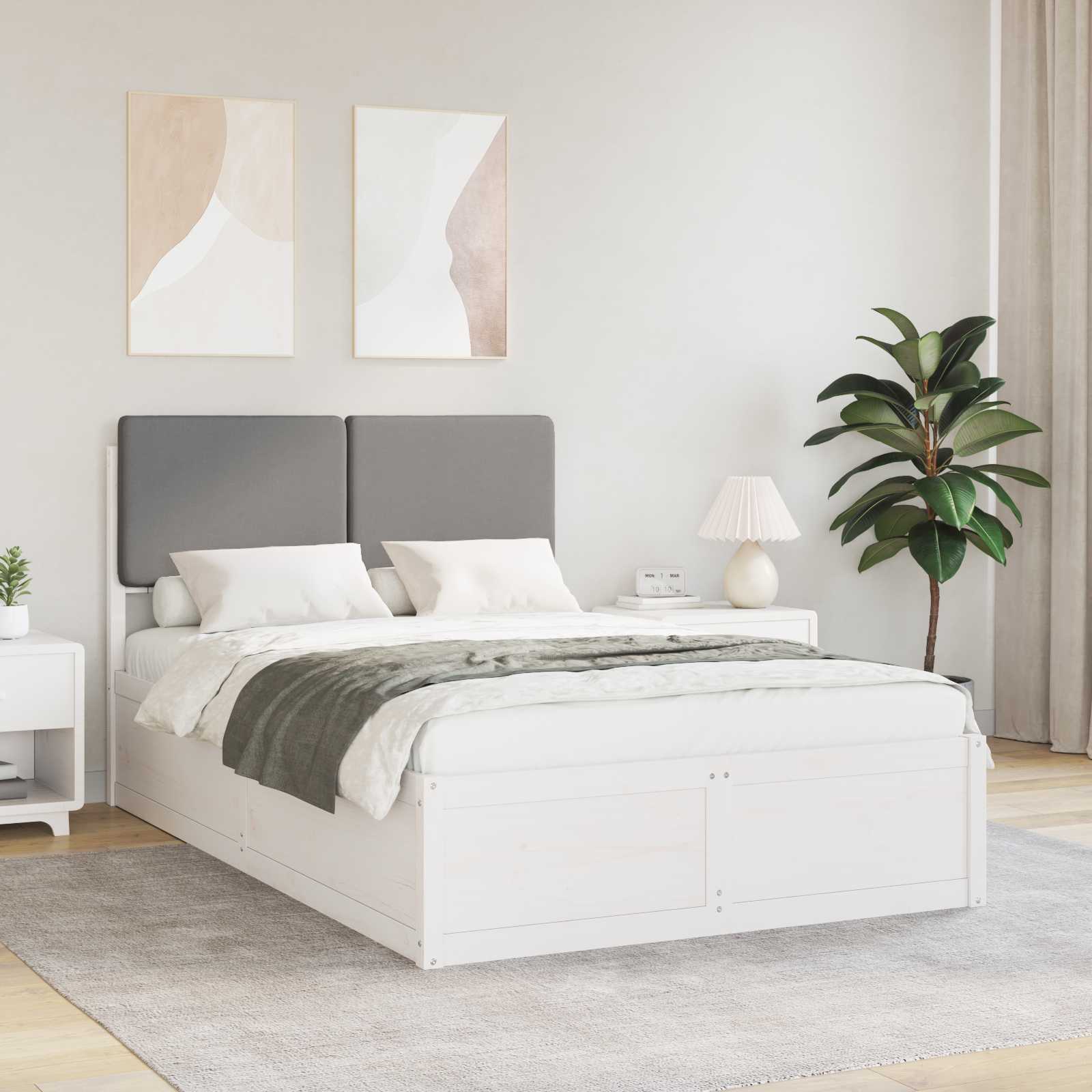 Bedframe met Gevoerd Hoofdgedeelte Lichtgrijs 120 x 190 cm