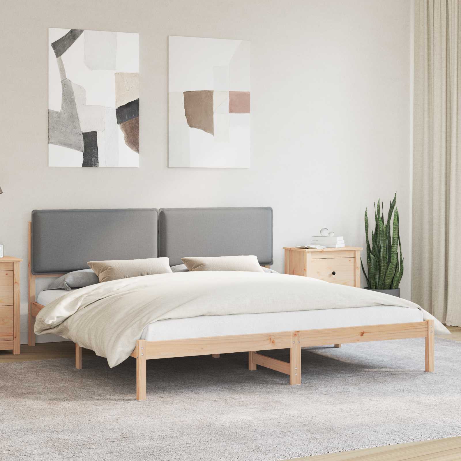 Bedframe met Gevoerd Hoofdgedeelte Lichtgrijs 200 x 200 cm – afbeelding 1