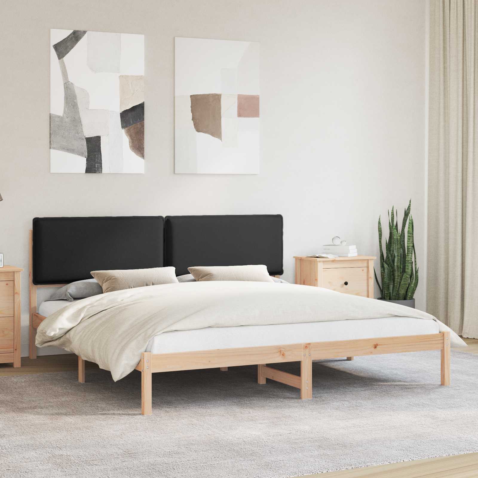 Bedframe met Gevoerd Hoofdgedeelte Zwart 200 x 200 cm – afbeelding 1