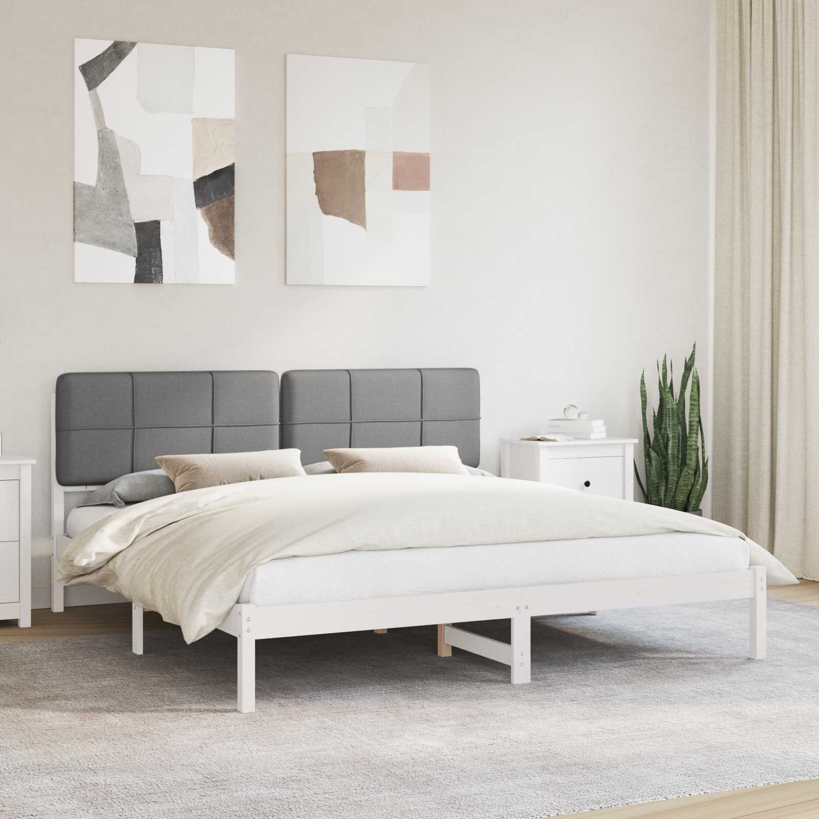 Bedframe met Gevoerd Hoofdgedeelte Donkergrijs 200 x 200 cm – afbeelding 1
