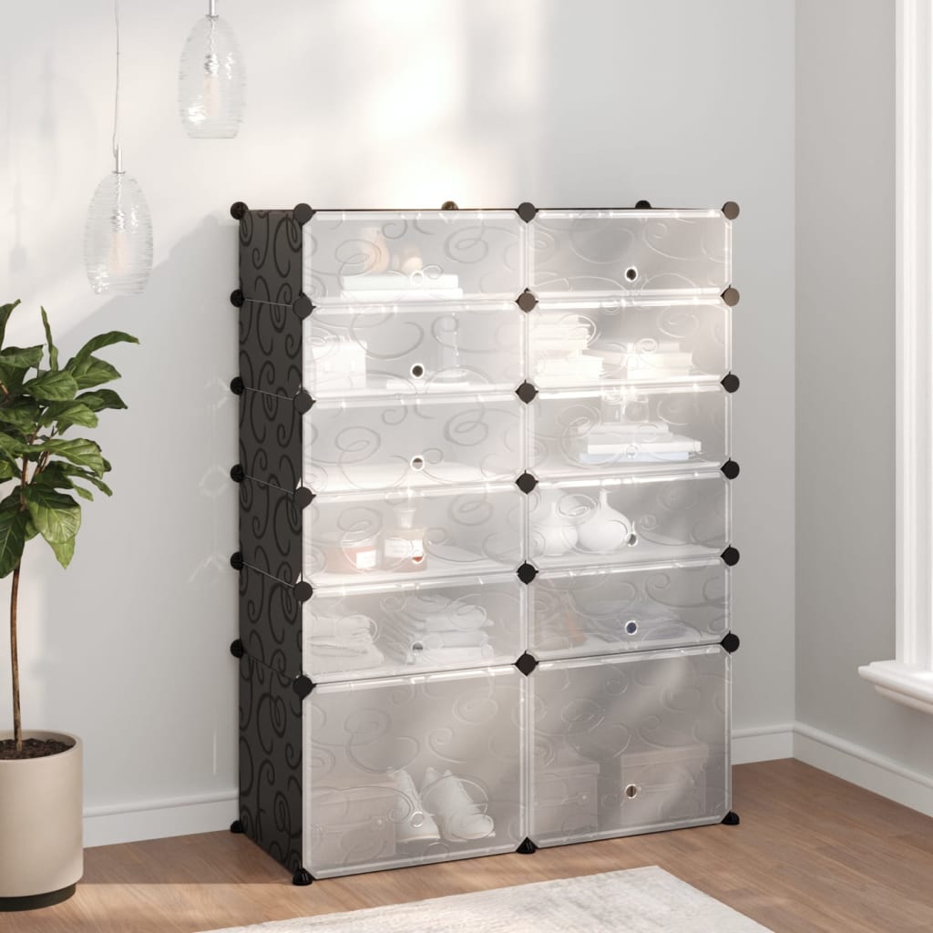 Schoenenrek 94x37x125 cm polypropeen zwart – afbeelding 1