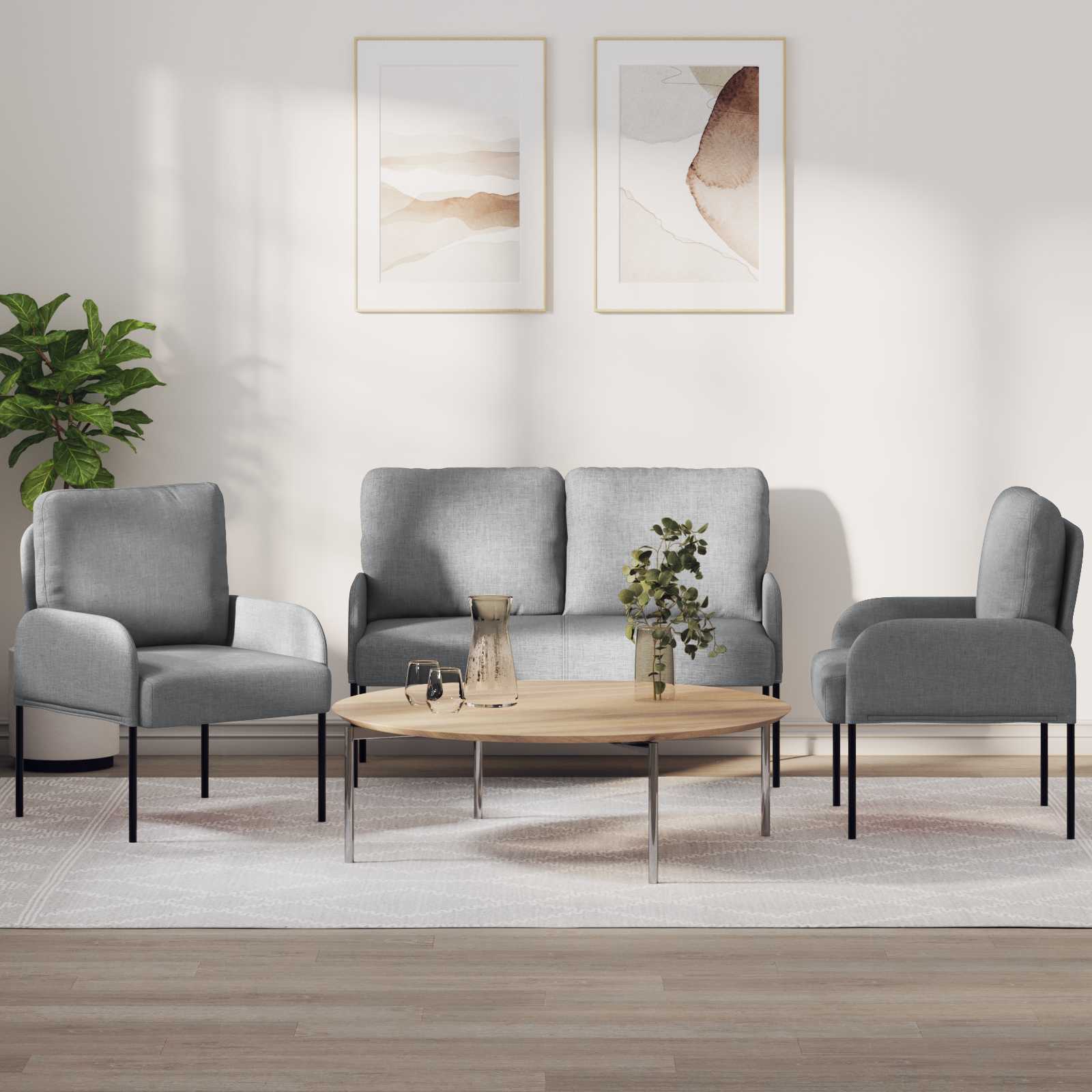 Sofa-Sets 3 pcs Lichtgrijs 115 x 56 x 80 cm Multiplex – afbeelding 1