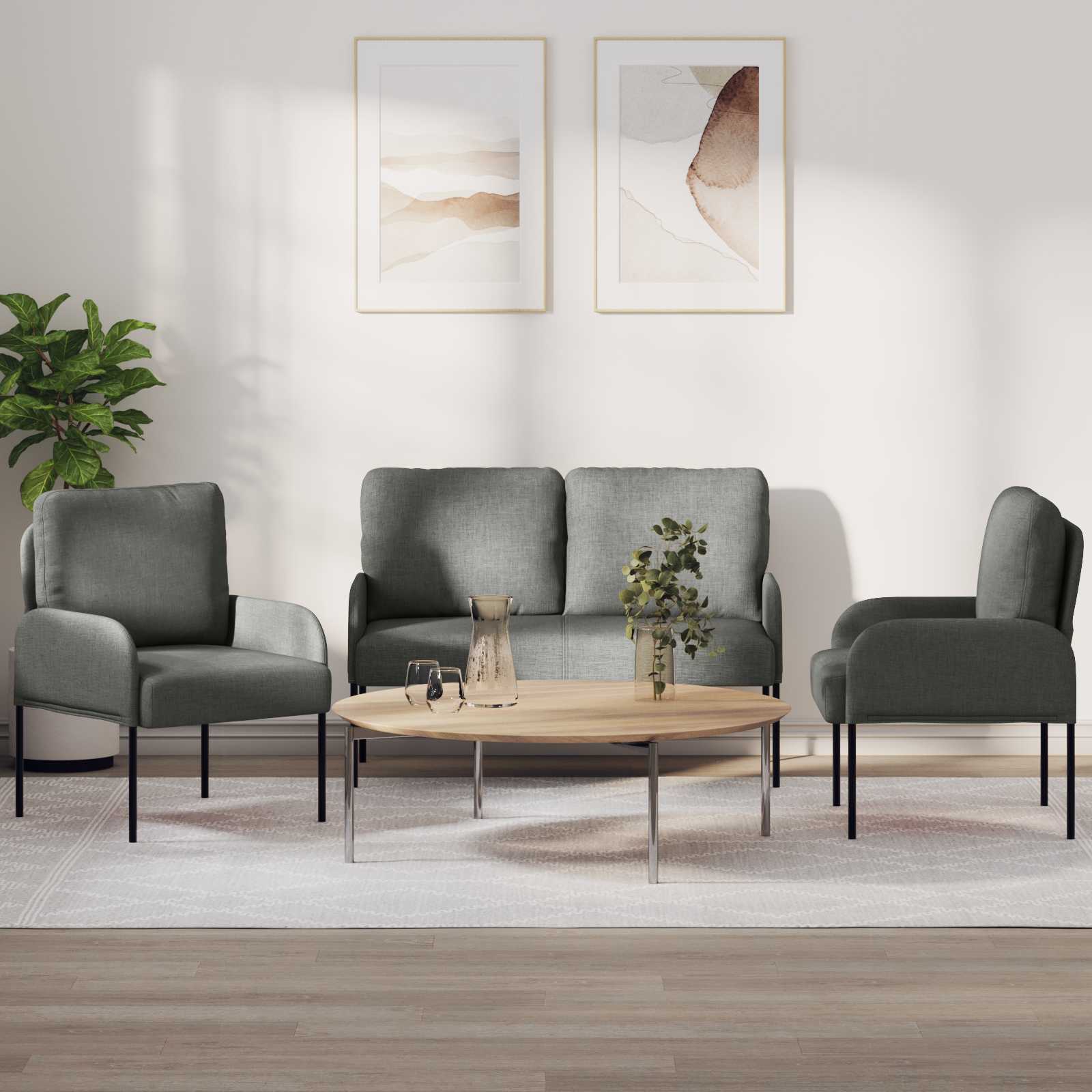 Sofa-Sets 3 pcs Donkergrijs 115 x 56 x 80 cm Multiplex – afbeelding 1