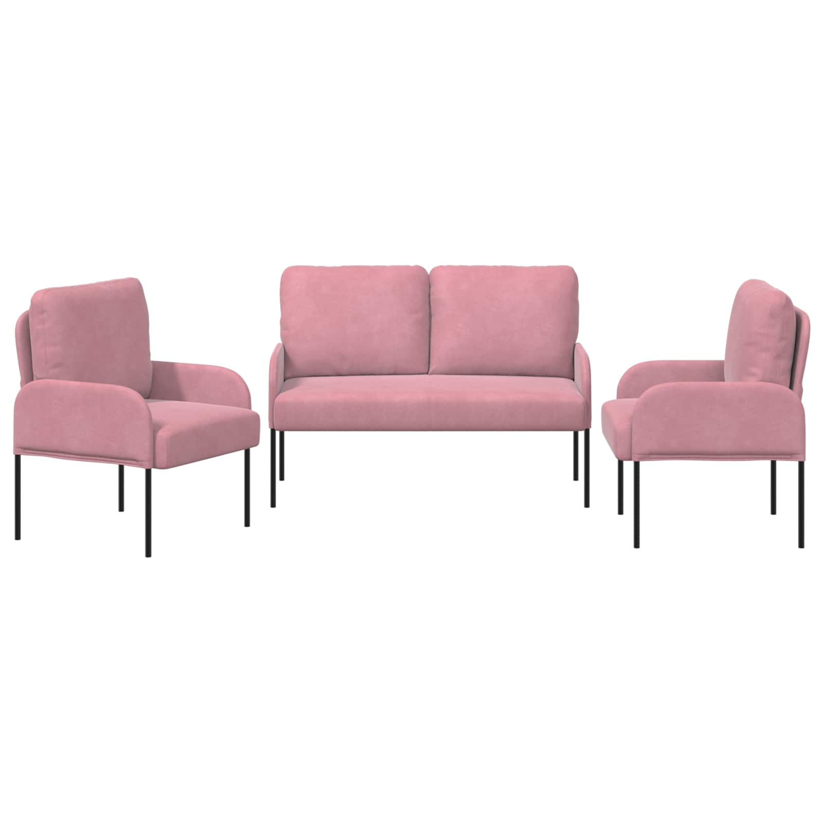 Sofa-Sets met kussen 3 pcs Roze 115 x 56 x 80 cm Multiplex – afbeelding 6