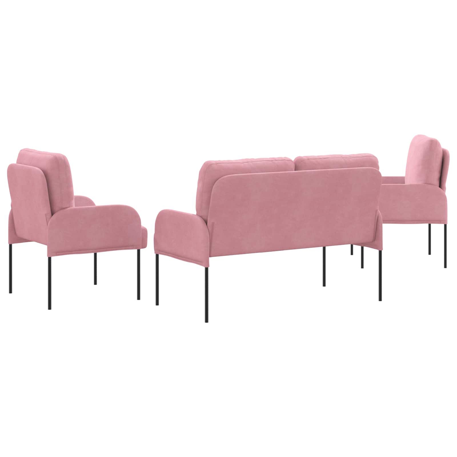 Sofa-Sets met kussen 3 pcs Roze 115 x 56 x 80 cm Multiplex – afbeelding 7