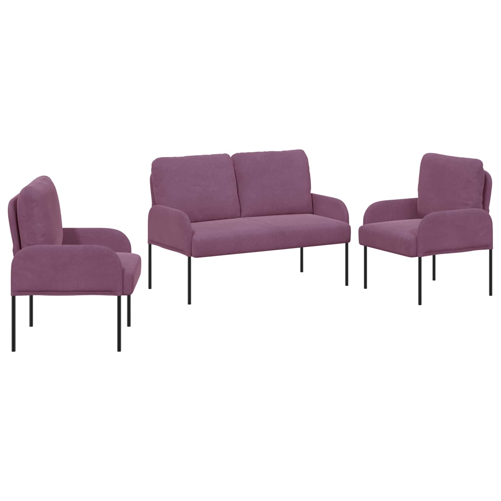 Sofa-Sets met kussen 3 pcs Paars 115 x 56 x 80 cm Multiplex – afbeelding 2