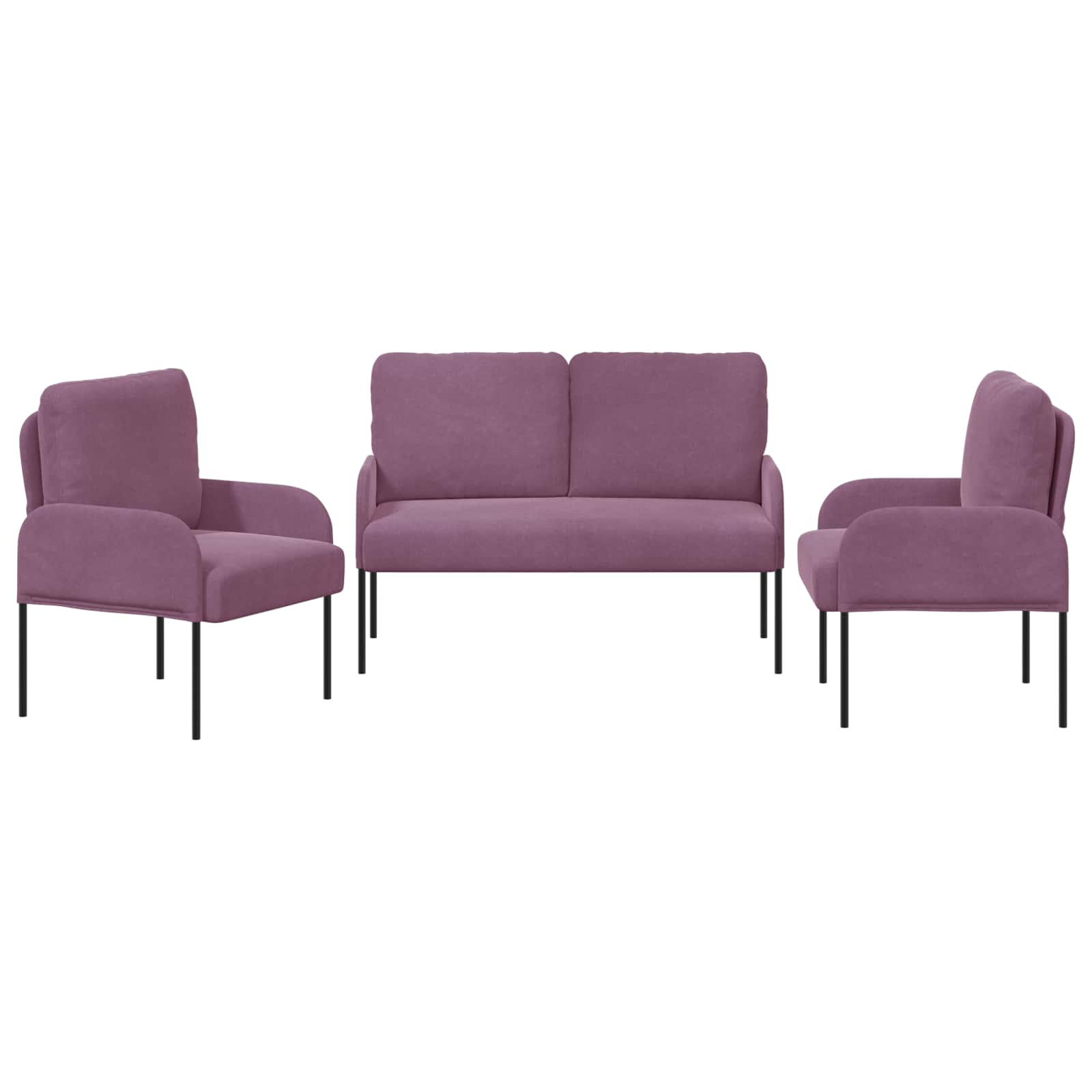 Sofa-Sets met kussen 3 pcs Paars 115 x 56 x 80 cm Multiplex – afbeelding 6
