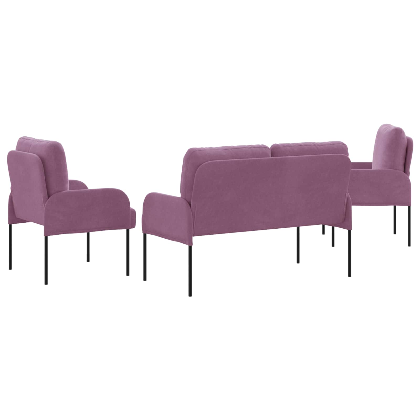 Sofa-Sets met kussen 3 pcs Paars 115 x 56 x 80 cm Multiplex – afbeelding 7
