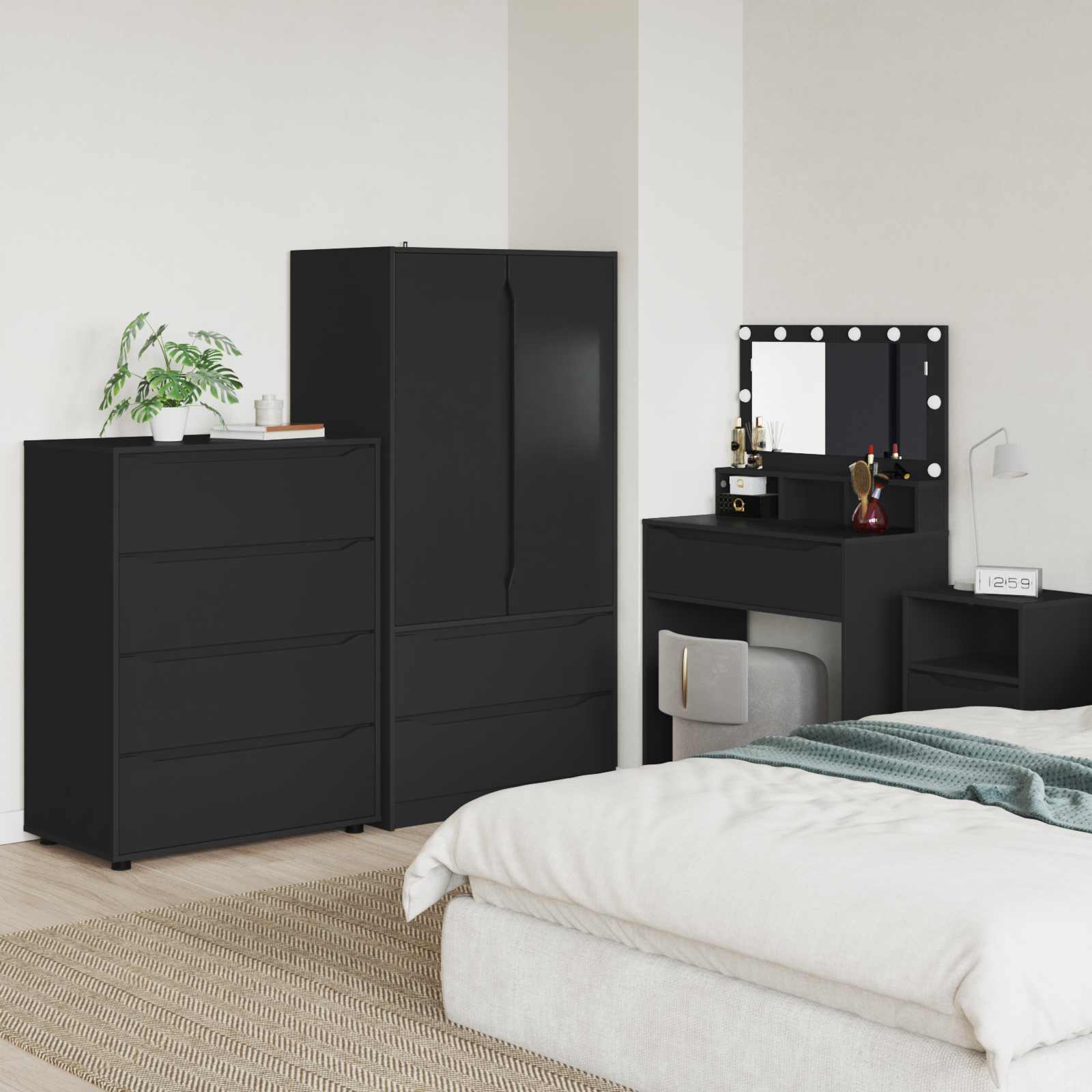 Opslagkasten Zwart 80 x 48 x 105 cm Bewerkt hout
