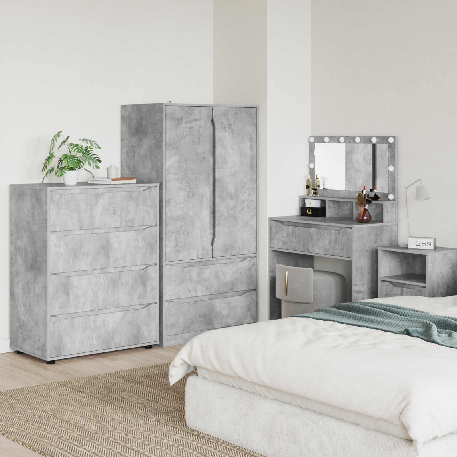 Opslagkasten Beton Grijs 80 x 48 x 105 cm Bewerkt hout