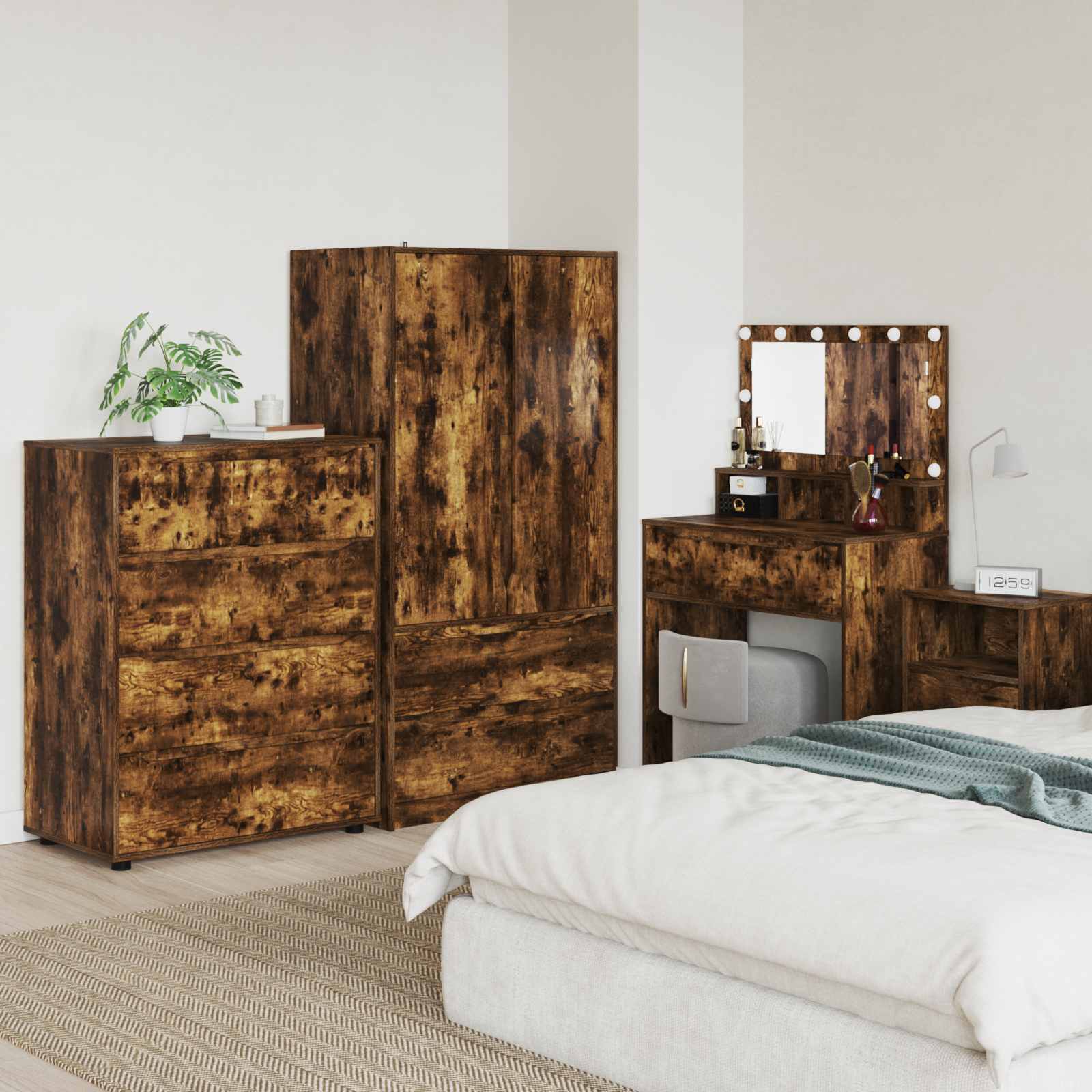 Opslagkasten Gerookt eiken 80 x 48 x 105 cm Bewerkt hout