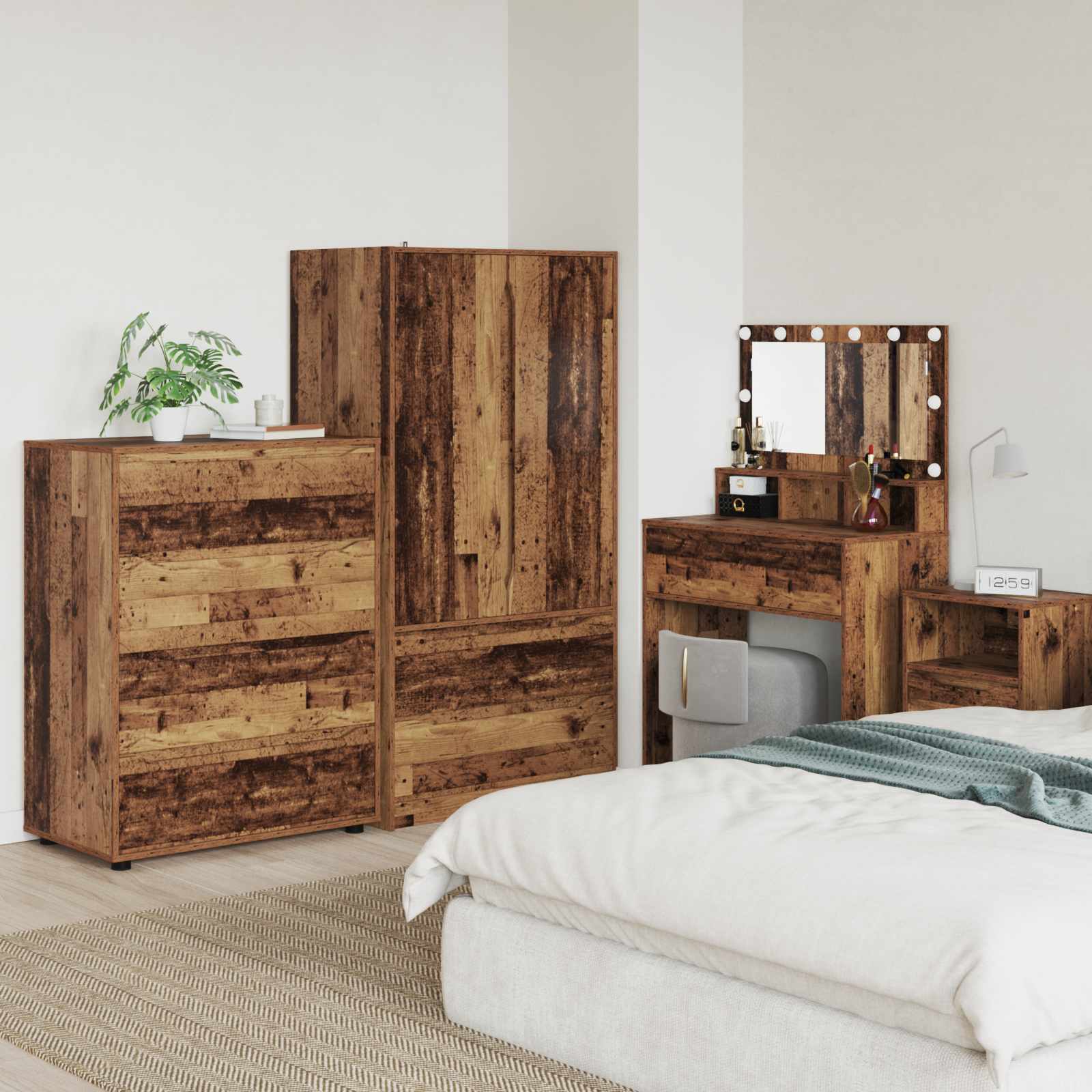 Opslagkasten Oud Hout 80 x 48 x 105 cm Bewerkt hout