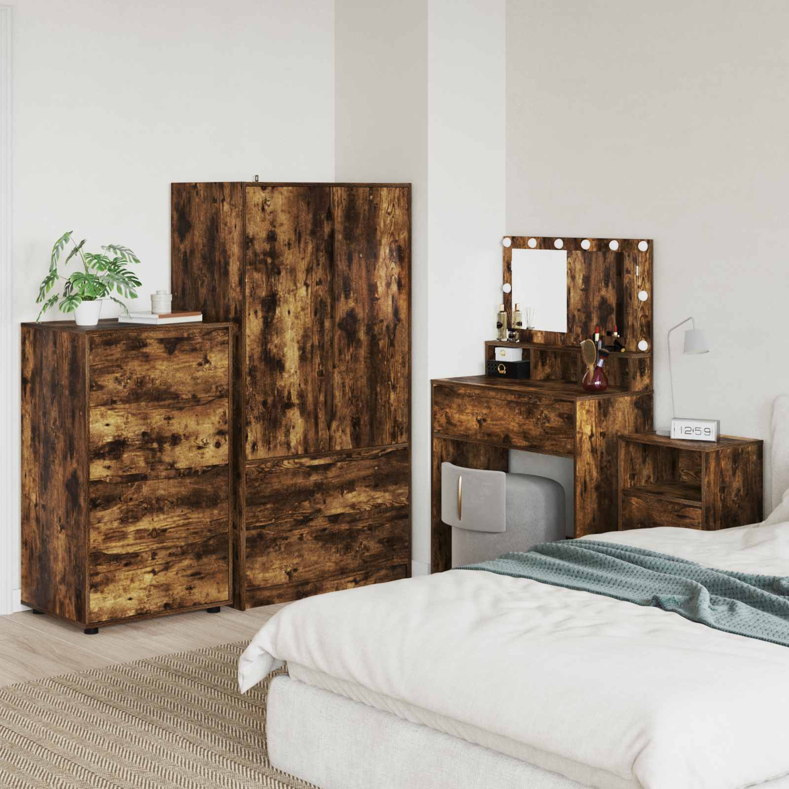 Opslagkasten Gerookt eiken 60 x 48 x 105 cm Bewerkt hout