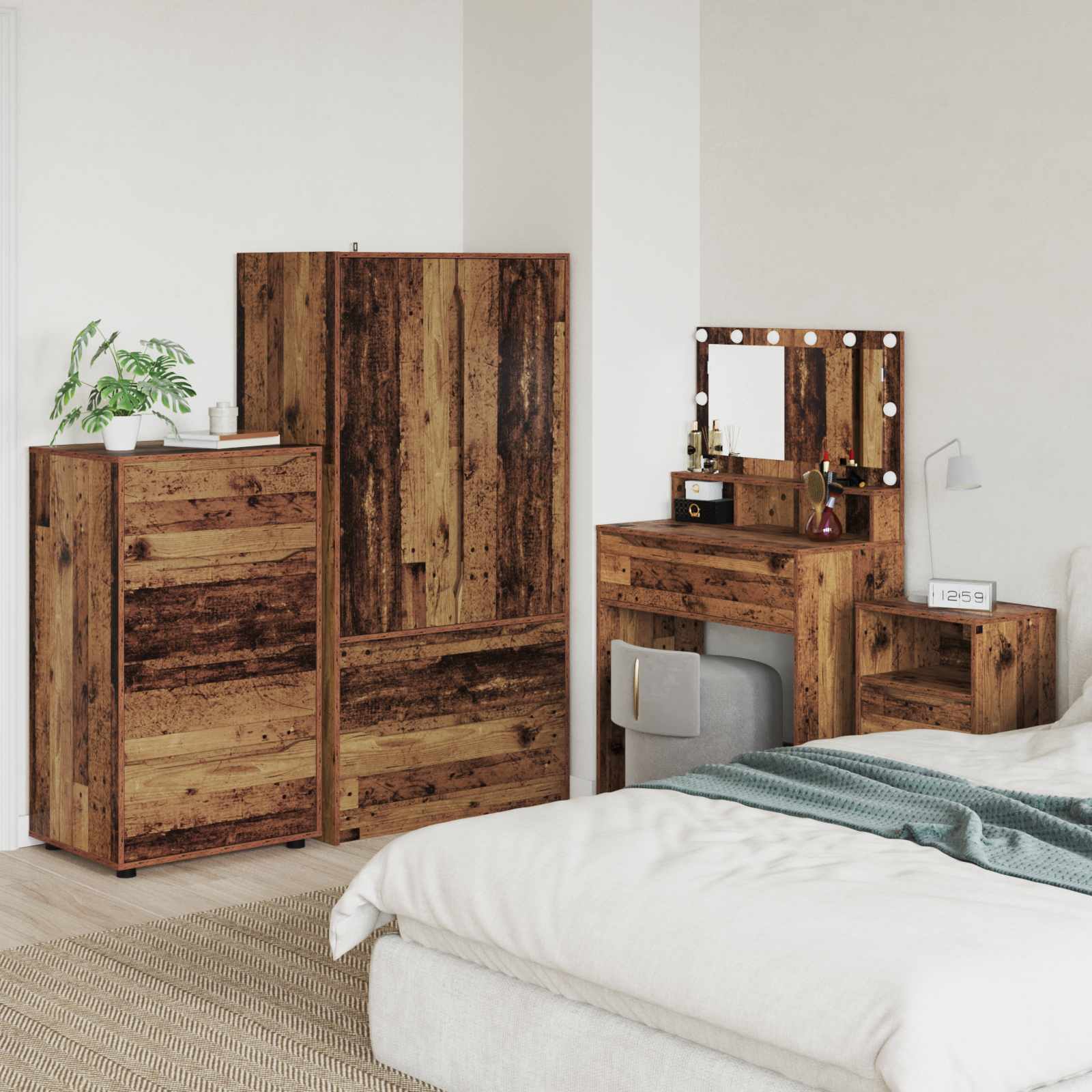 Opslagkasten Oud Hout 60 x 48 x 105 cm Bewerkt hout