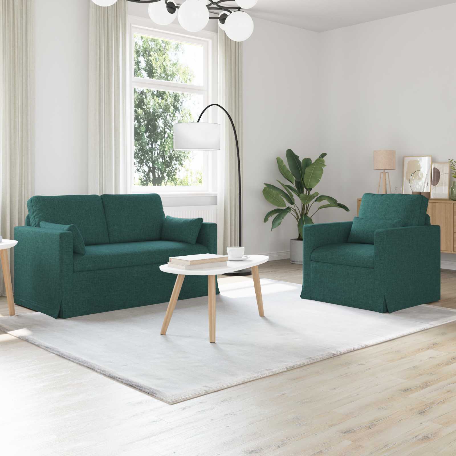 Bankstel 2 pcs Donkergroen 139 x 78 x 80 cm Stof