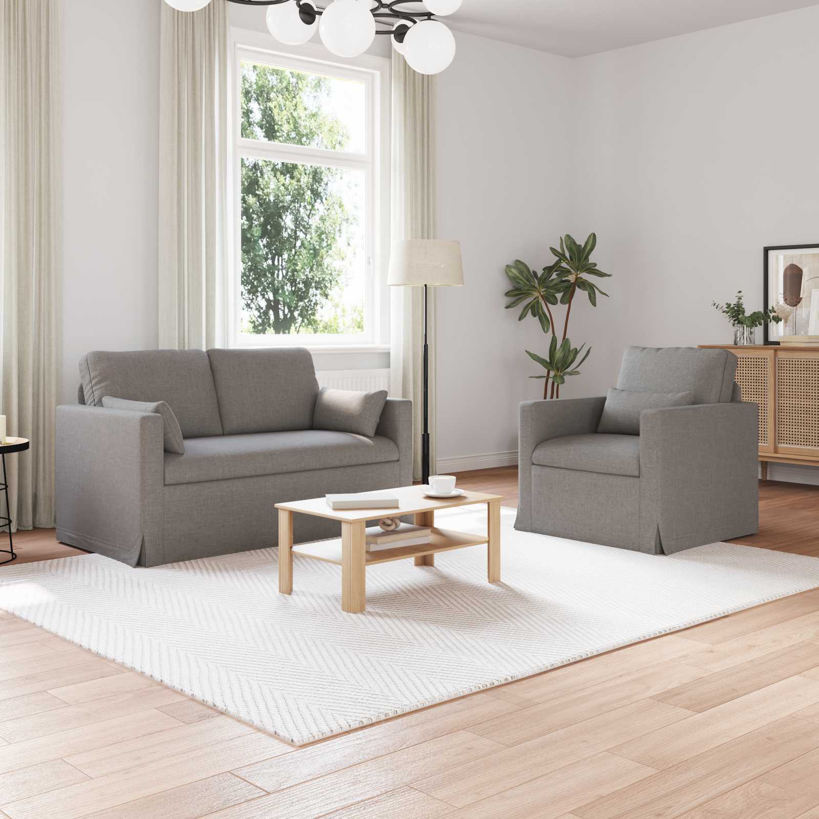 Bankstel 2 pcs Taupe 139 x 78 x 80 cm Stof
