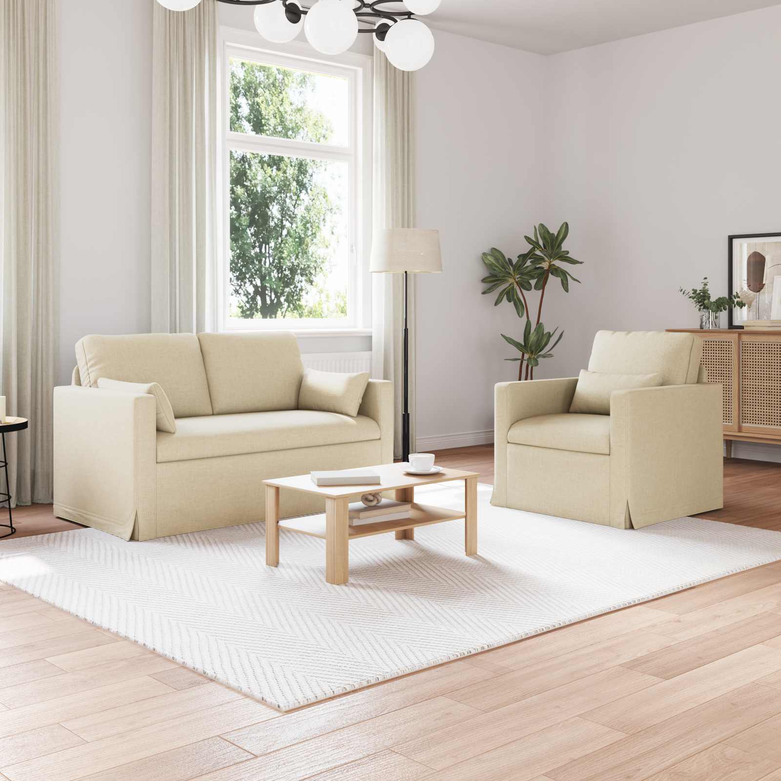 Bankstel 2 pcs Crème 139 x 78 x 80 cm Stof