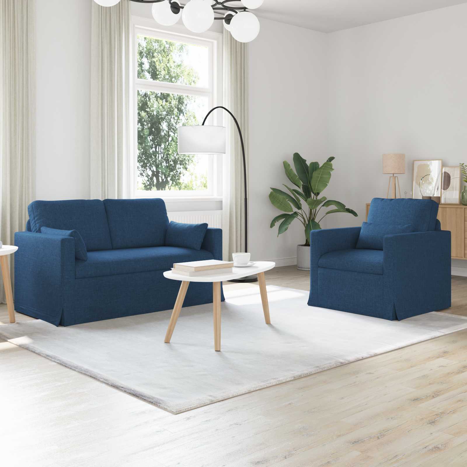 Bankstel 2 pcs Blauw 139 x 78 x 80 cm Stof
