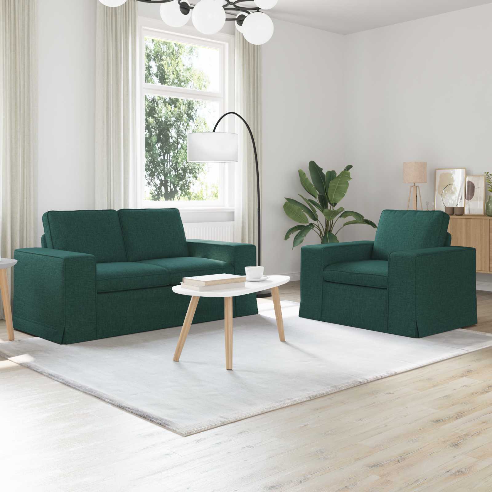 Bankstel 2 pcs Donkergroen 162 x 80 x 82 cm Stof