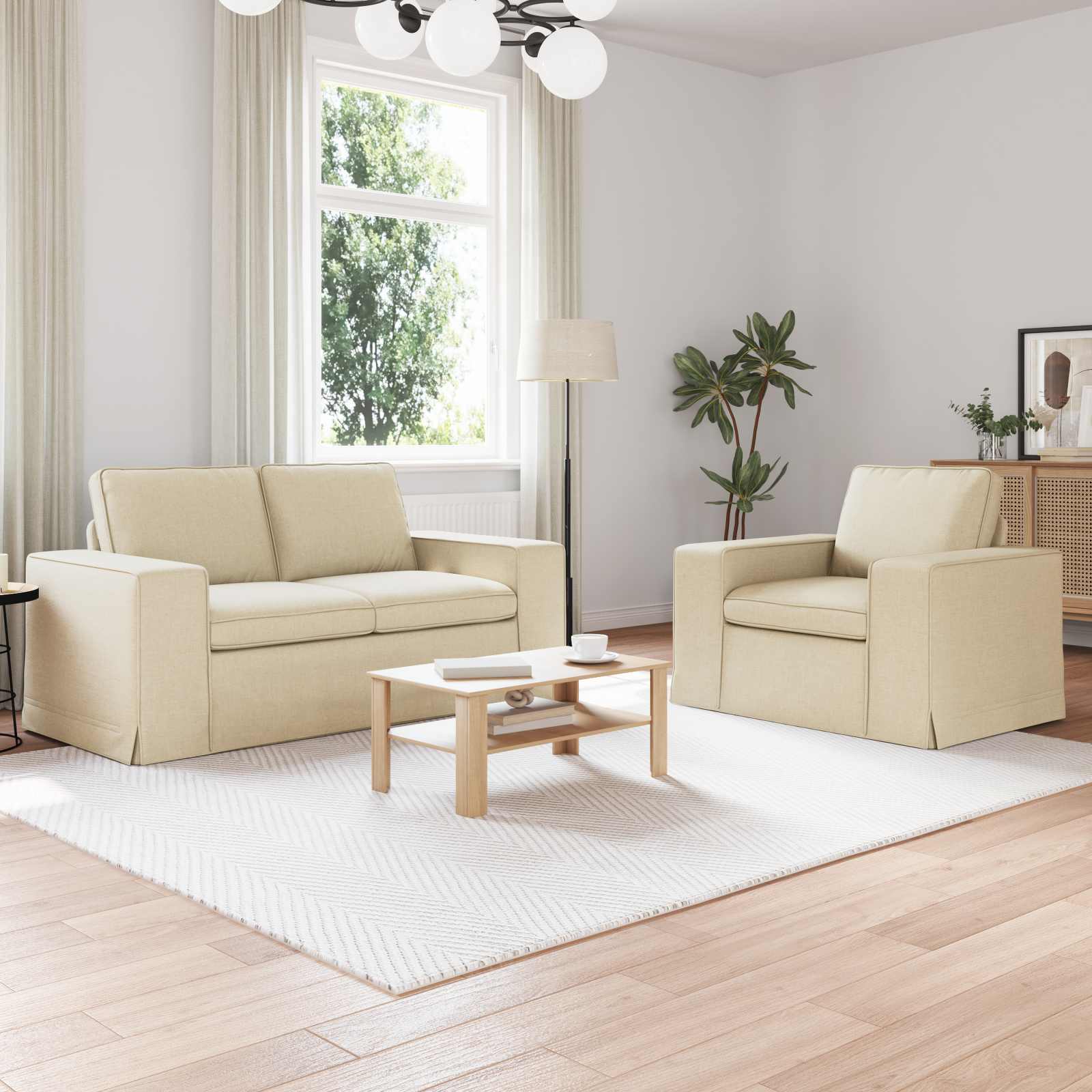 Bankstel 2 pcs Crème 162 x 80 x 82 cm Stof