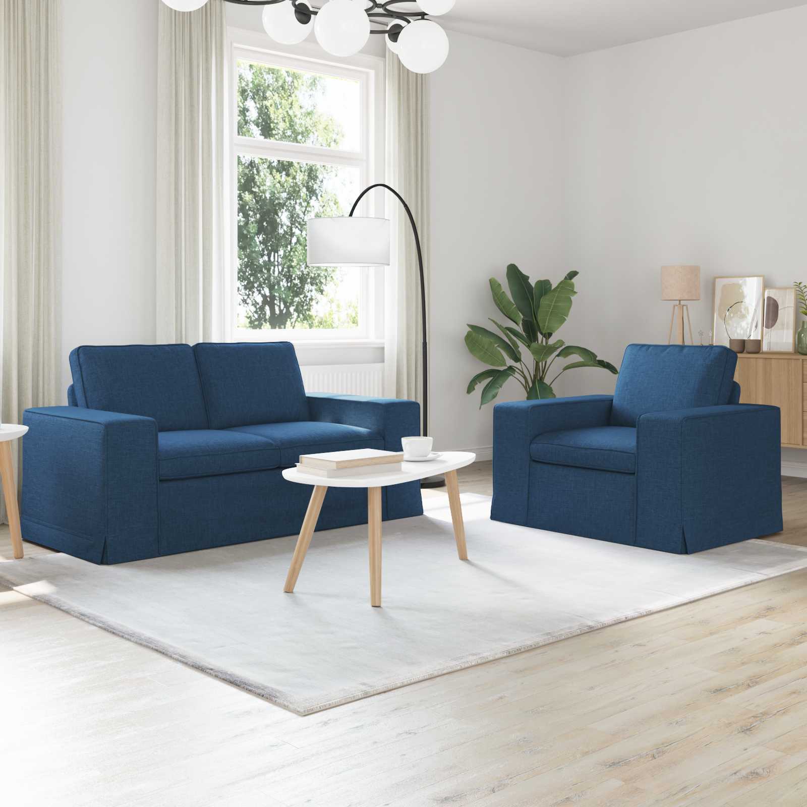 Bankstel 2 pcs Blauw 162 x 80 x 82 cm Stof – afbeelding 1