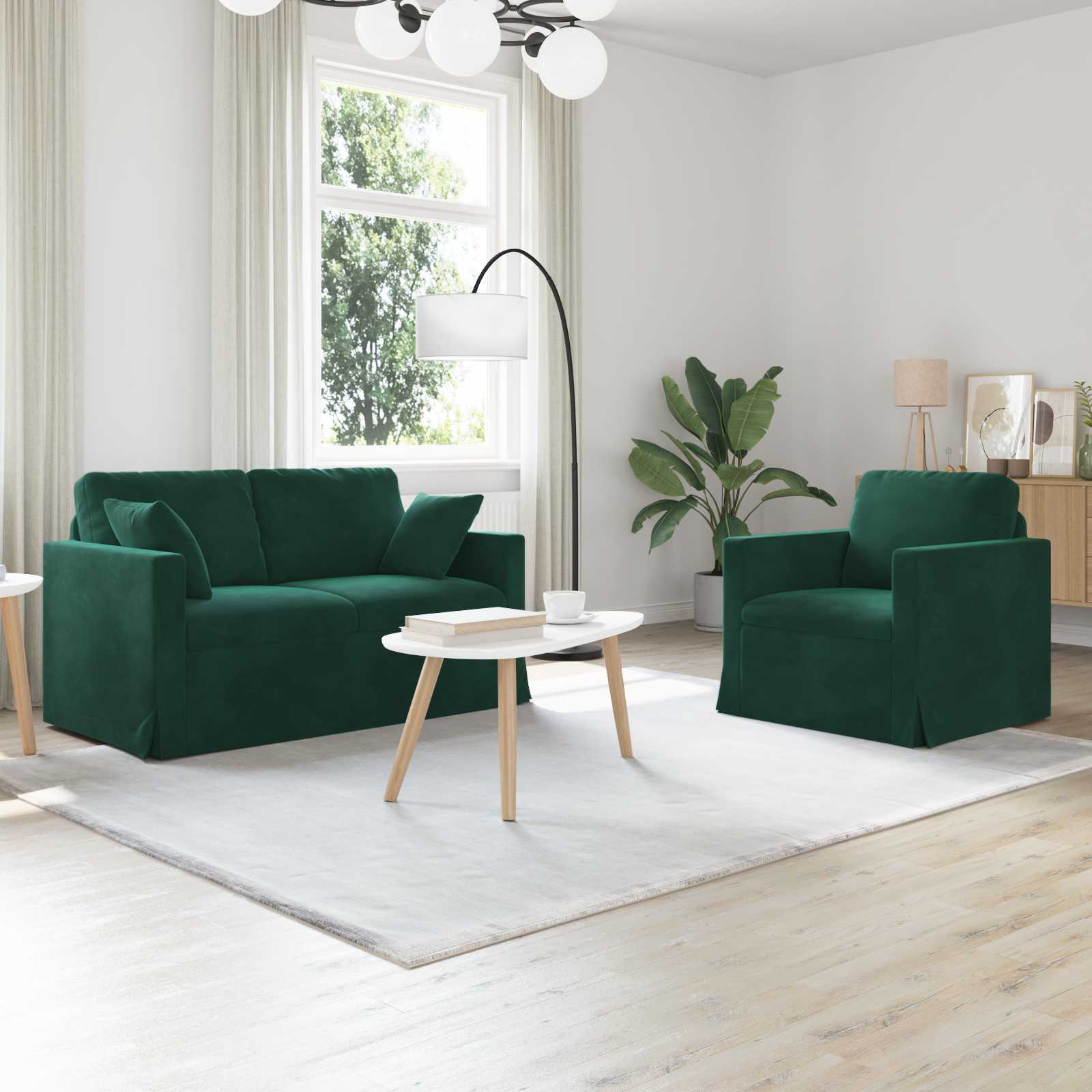Bankstel 2 pcs Donkergroen 138 x 78 x 80 cm Fluweel
