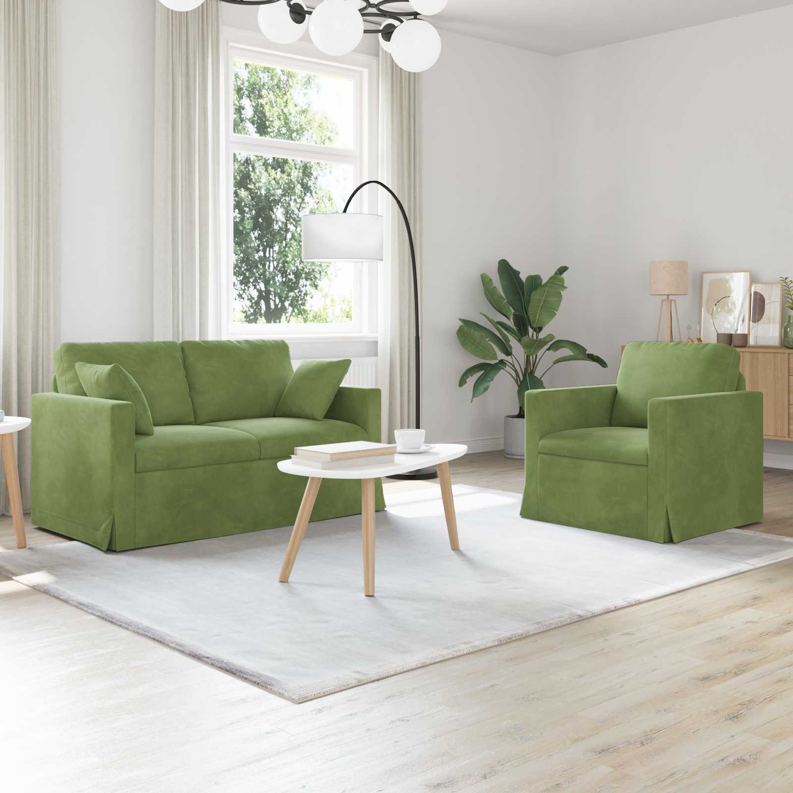 Bankstel 2 pcs Lichtgroen 138 x 78 x 80 cm Fluweel
