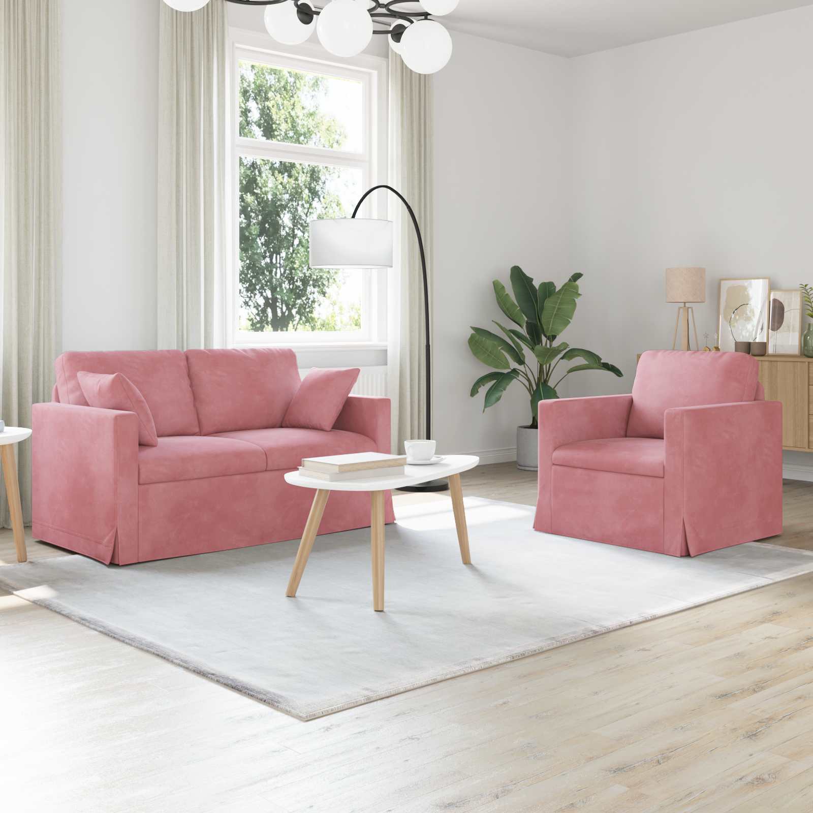 Bankstel 2 pcs Roze 138 x 78 x 80 cm Fluweel