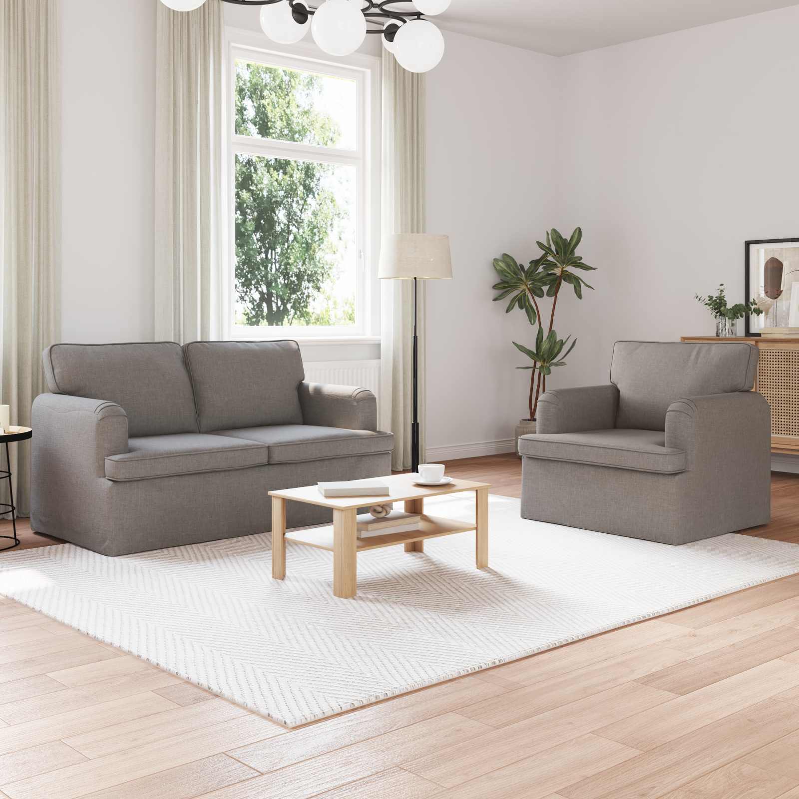 Bankstel 2 pcs Taupe 144 x 80 x 85 cm Stof – afbeelding 1