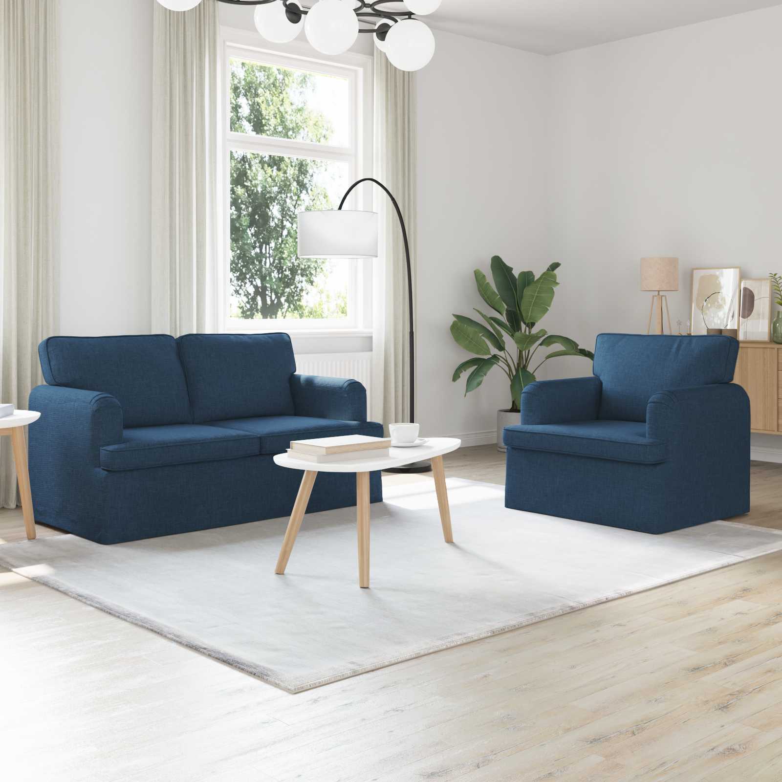 Bankstel 2 pcs Blauw 144 x 80 x 85 cm Stof