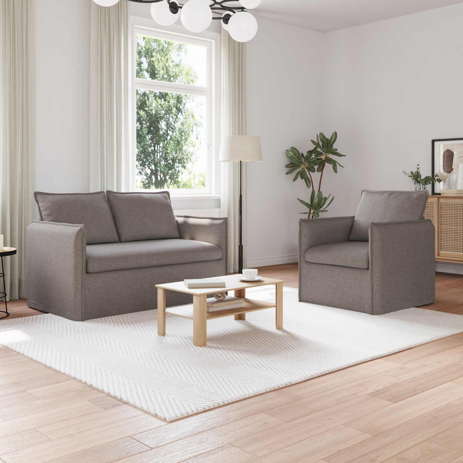 Bankstel 2 pcs Taupe 136 x 82 x 85 cm Stof