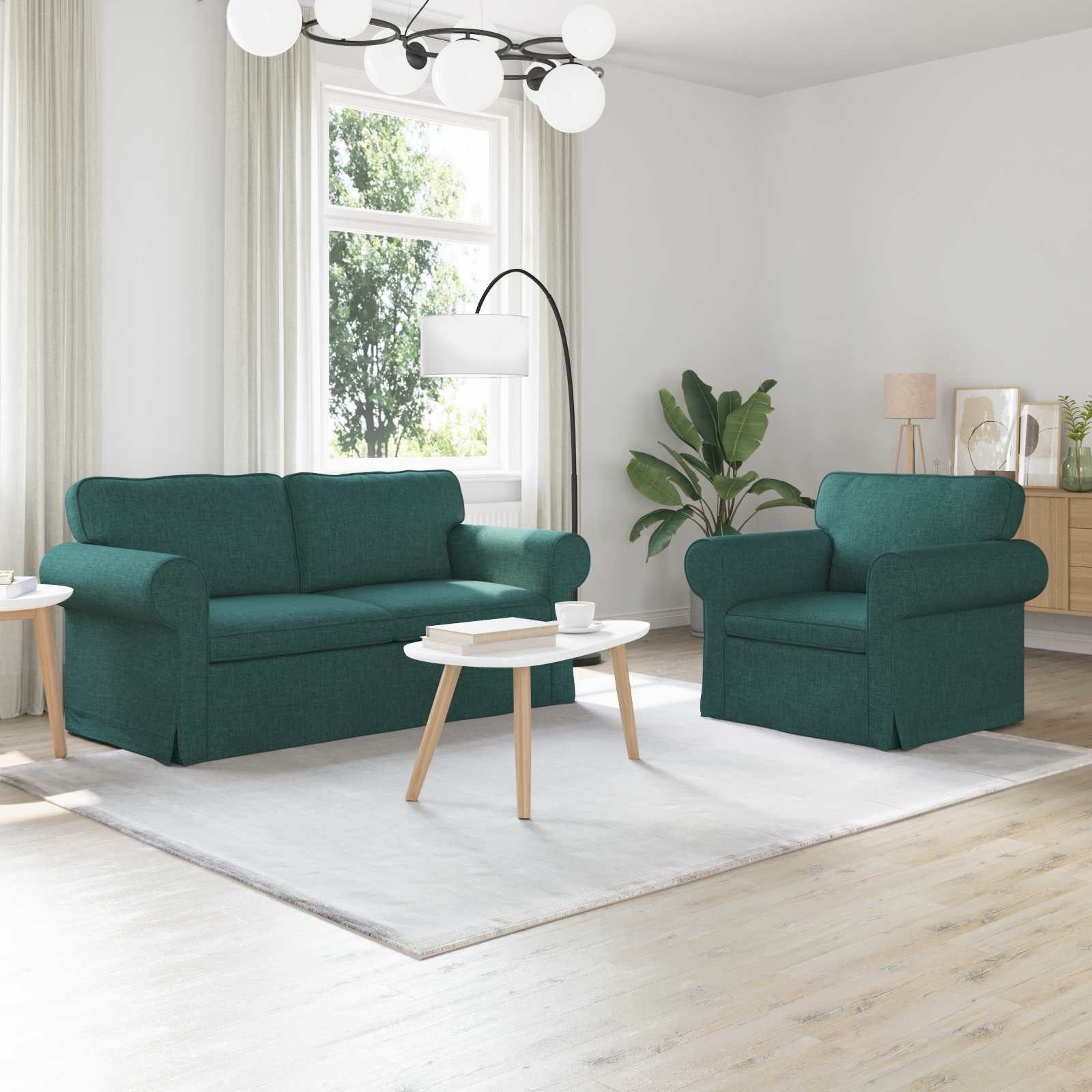 Bankstel 2 pcs Donkergroen 175 x 82 x 80 cm Stof