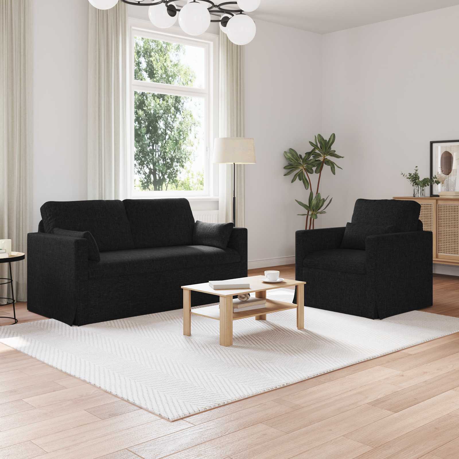 Bankstel 2 pcs Zwart 158 x 78 x 80 cm Stof