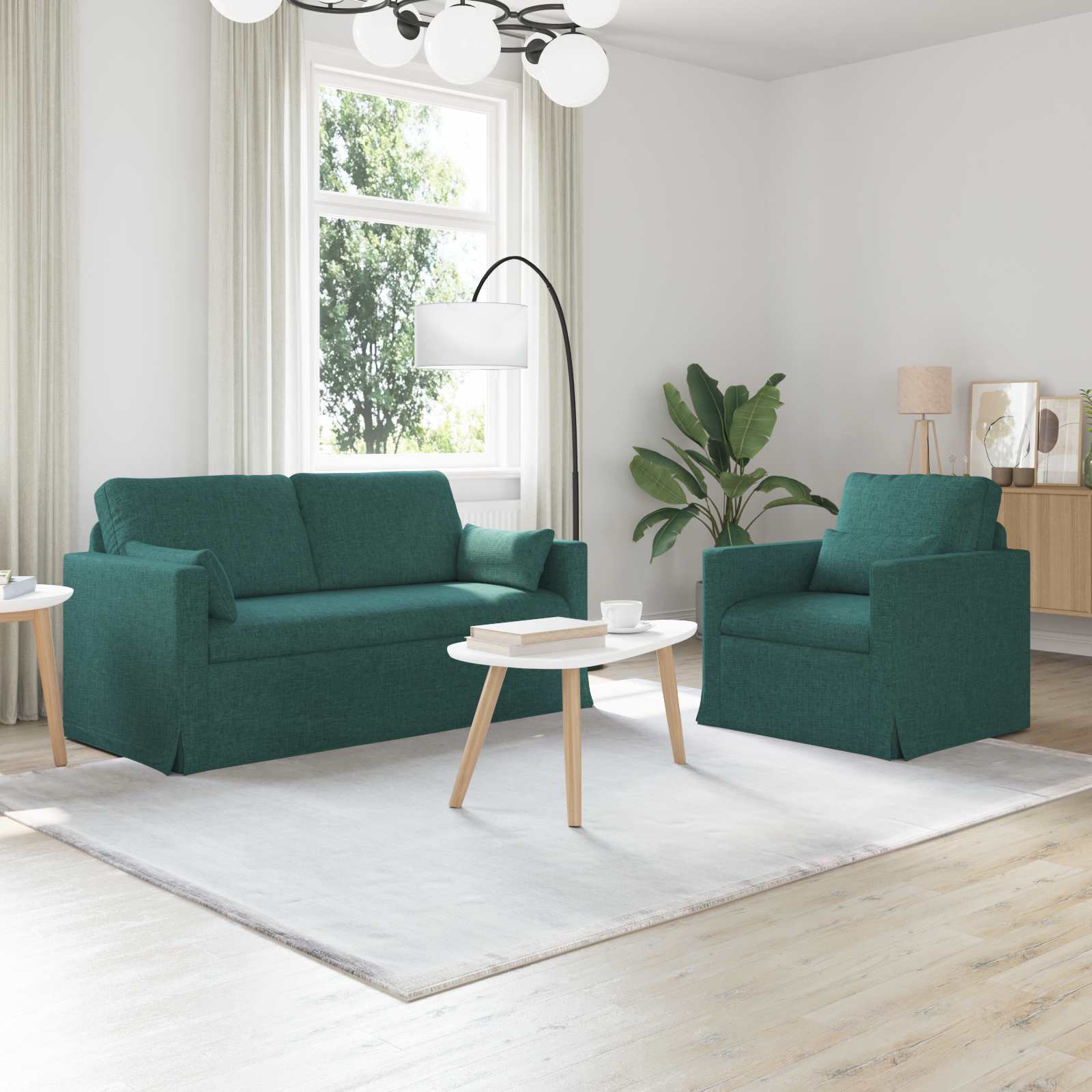 Bankstel 2 pcs Donkergroen 158 x 78 x 80 cm Stof – afbeelding 1