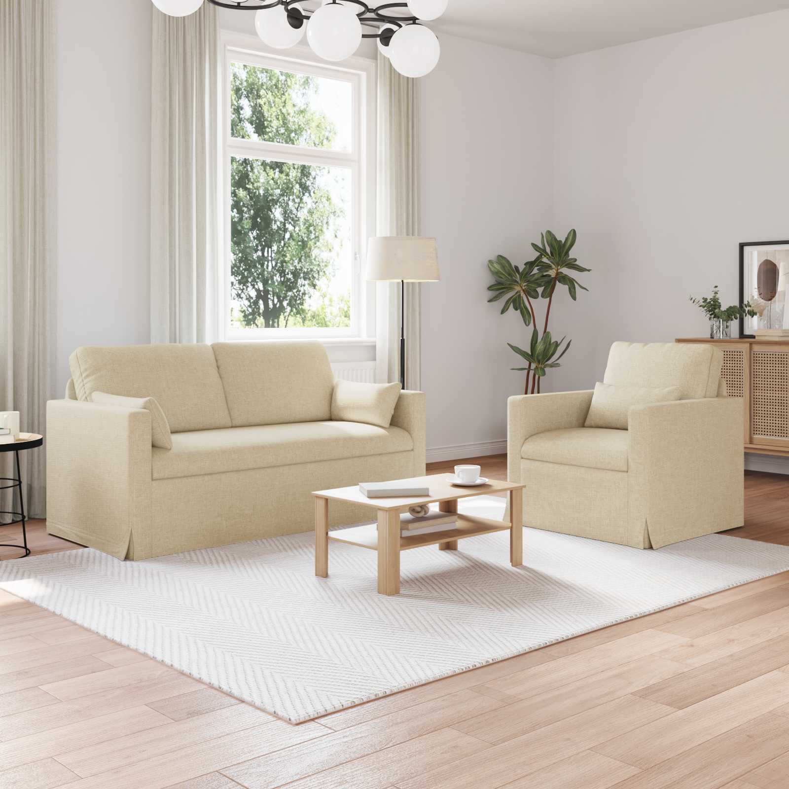 Bankstel 2 pcs Crème 158 x 78 x 80 cm Stof