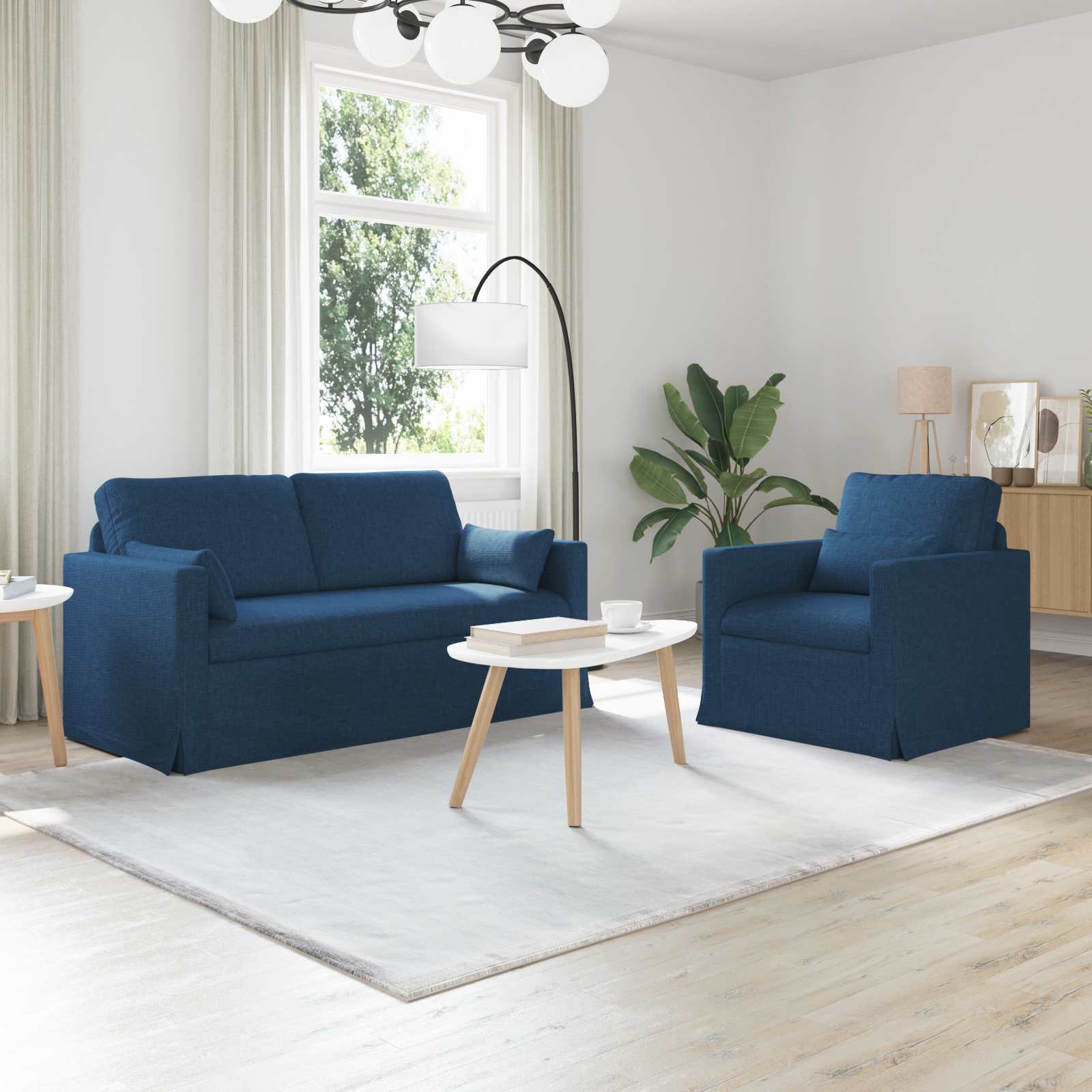Bankstel 2 pcs Blauw 158 x 78 x 80 cm Stof – afbeelding 1