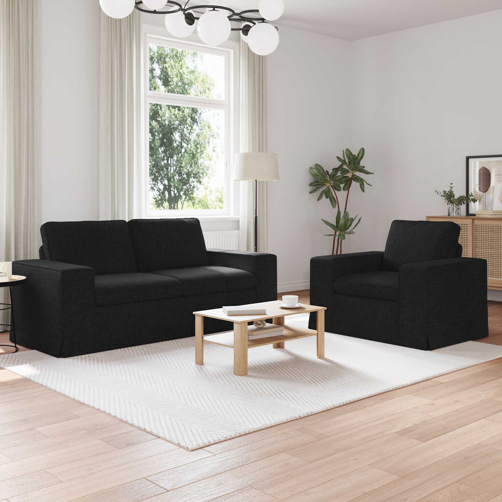 Bankstel 2 pcs Zwart 182 x 80 x 82 cm Stof