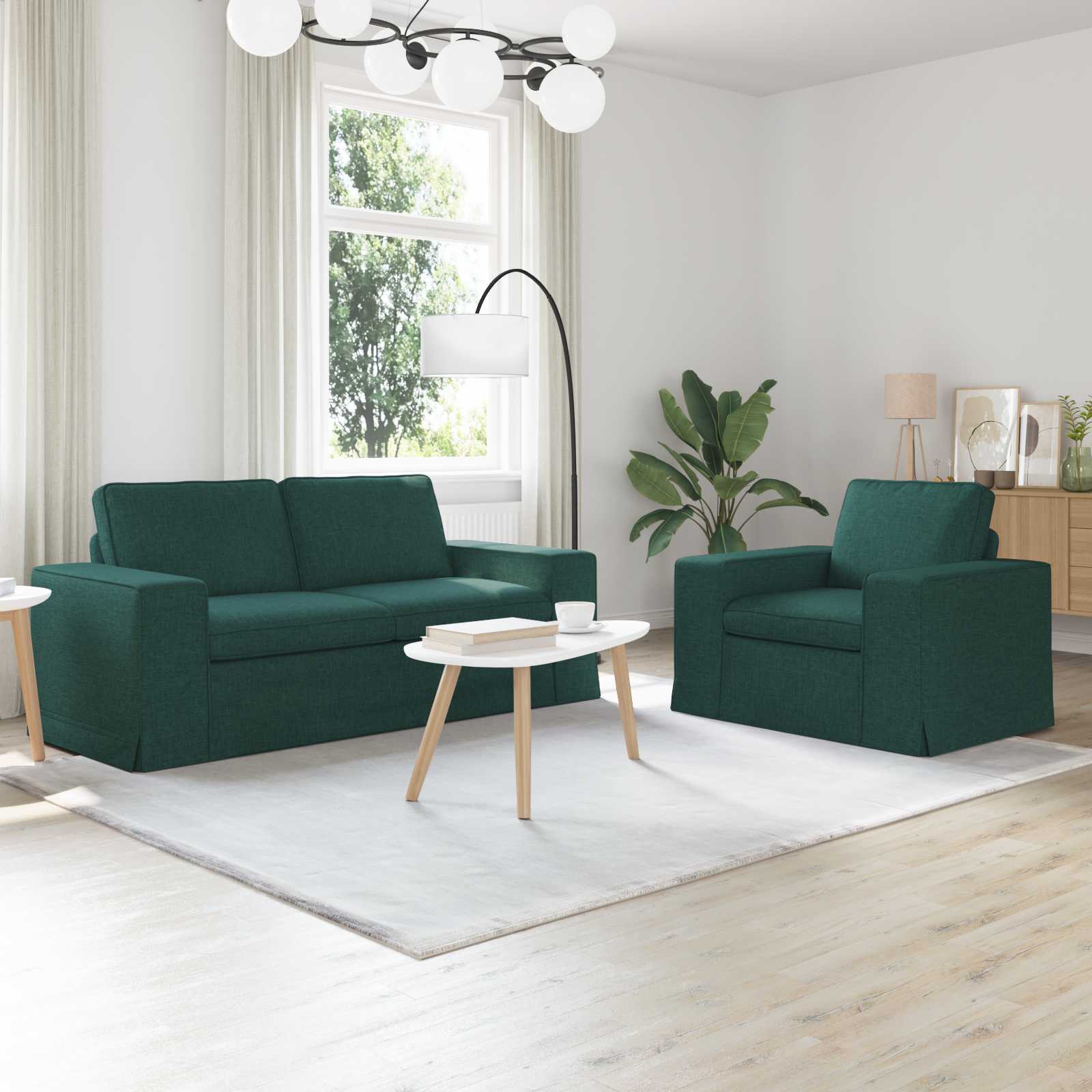Bankstel 2 pcs Donkergroen 182 x 80 x 82 cm Stof
