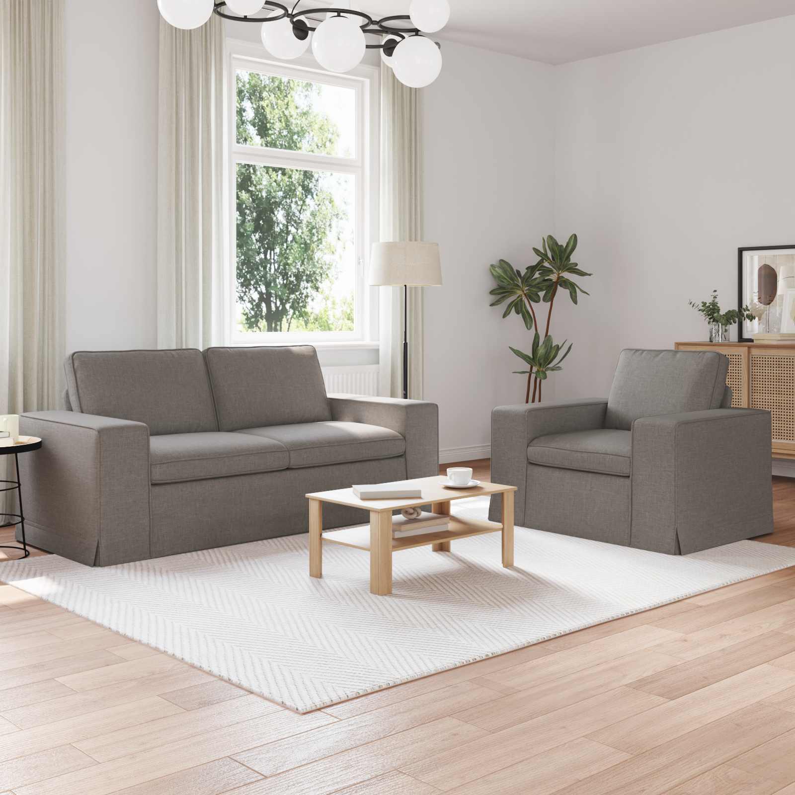 Bankstel 2 pcs Taupe 182 x 80 x 82 cm Stof