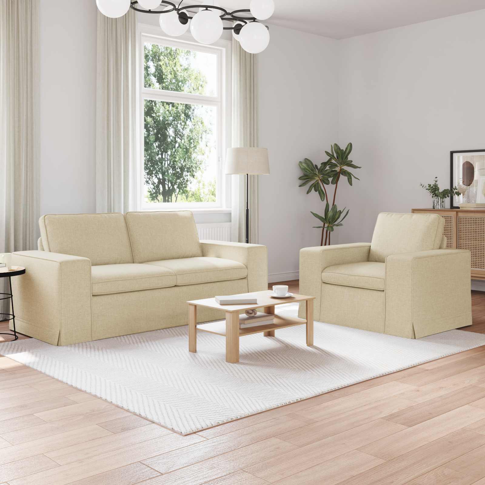 Bankstel 2 pcs Crème 182 x 80 x 82 cm Stof