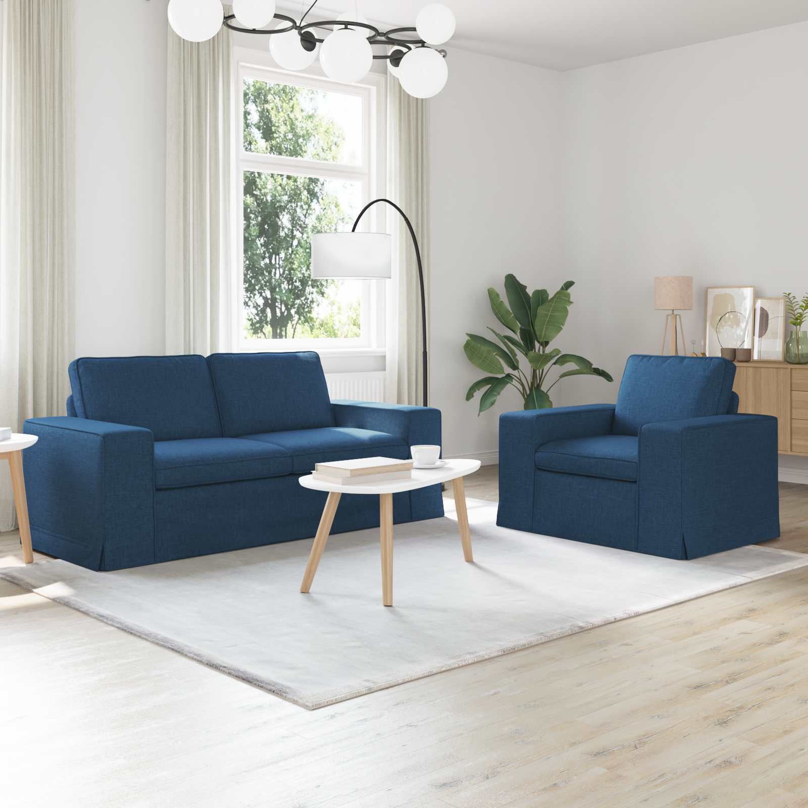 Bankstel 2 pcs Blauw 182 x 80 x 82 cm Stof