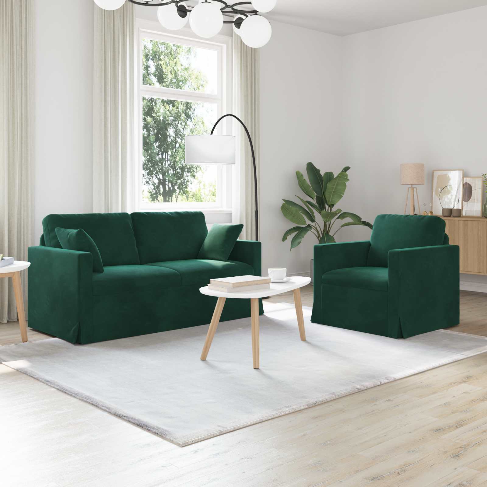 Bankstel 2 pcs Donkergroen 158 x 78 x 80 cm Fluweel